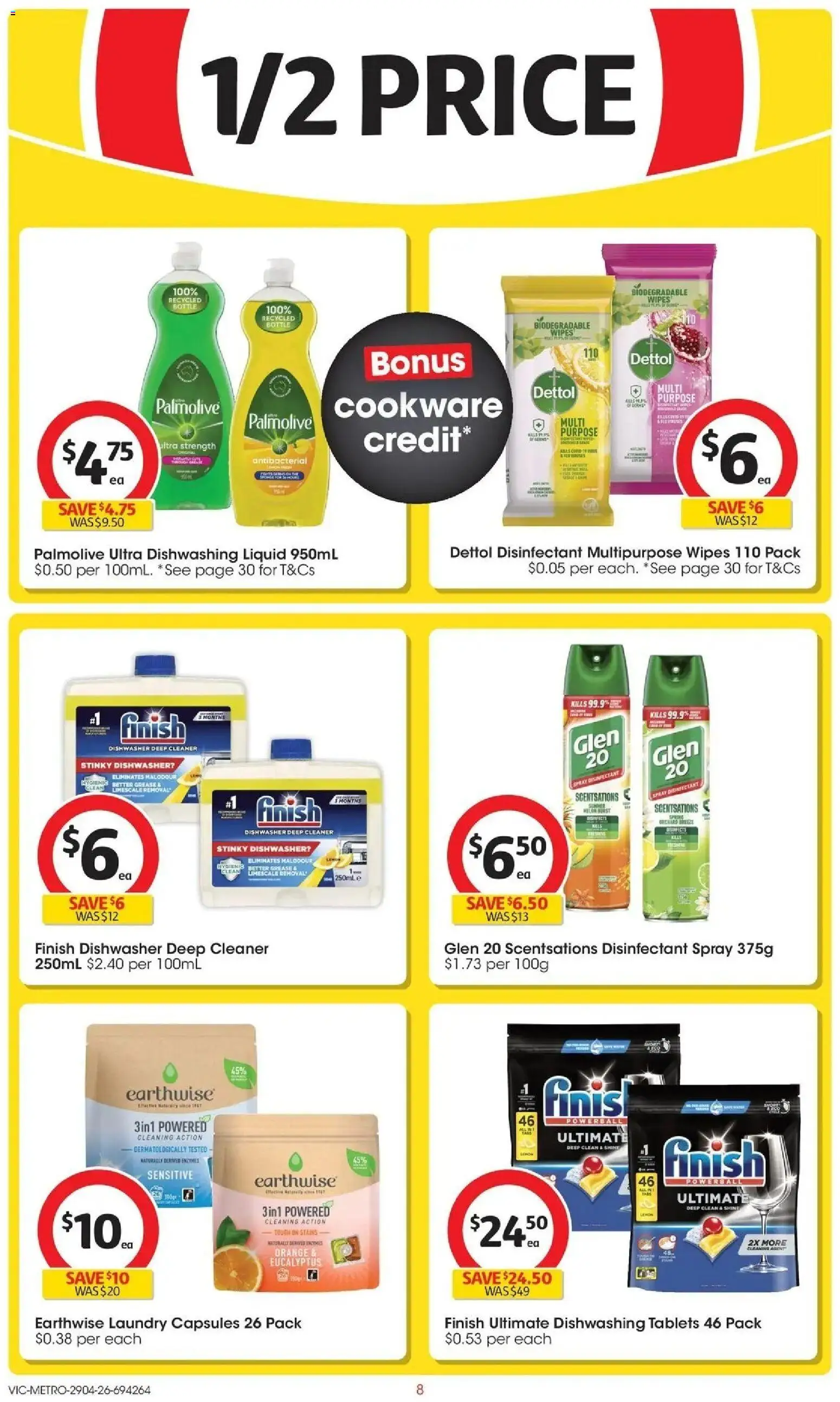 Coles catalogue - valid from 28.04.2026 | Page: 8 | Products: Cookware, Laundry, Dishwasher, Tablets