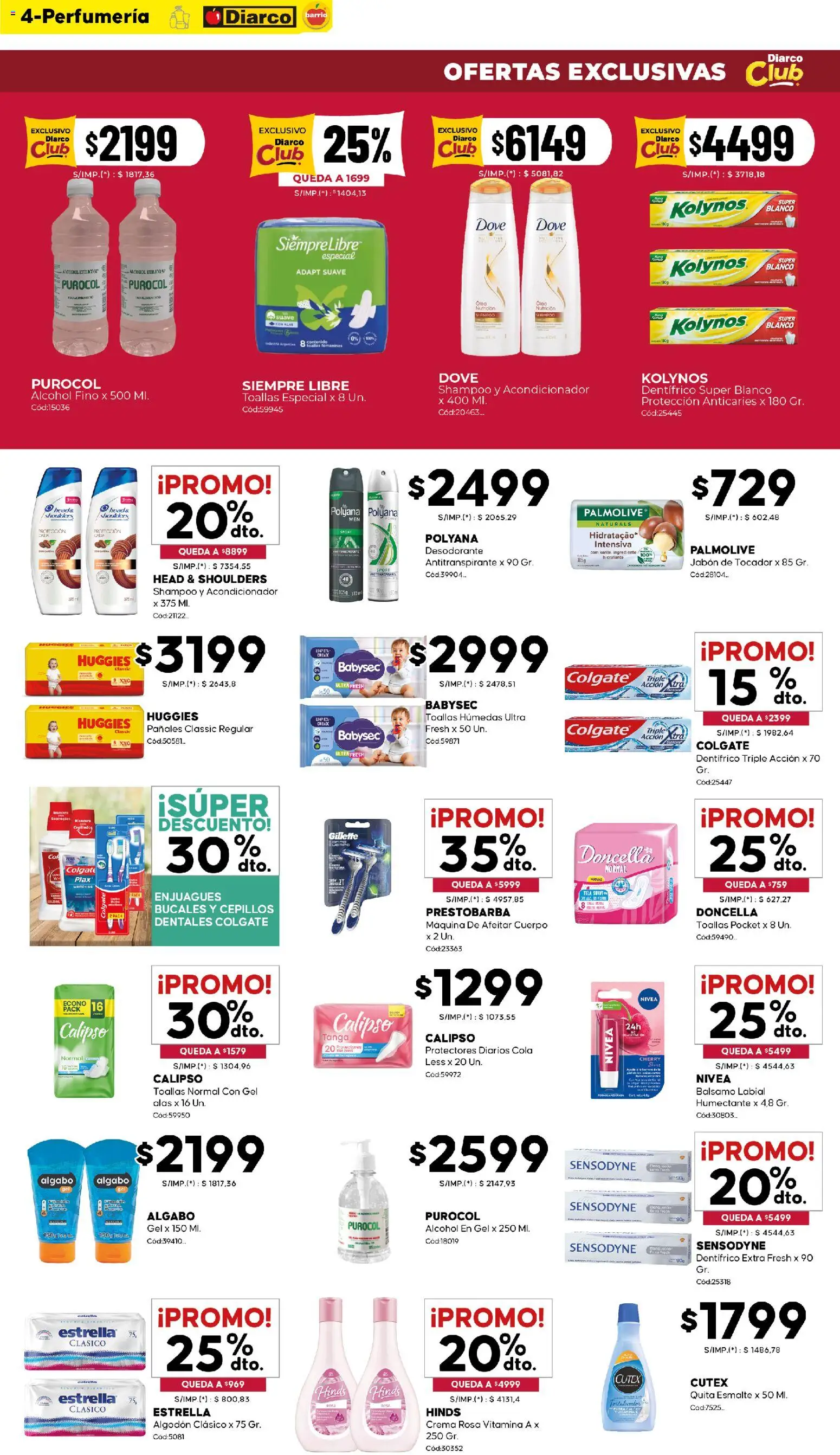 Diarco - Ofertas Diarco Barrio │ válido desde el 29/06/2026 | Página: 4 | Productos: Algodón, Acondicionador, Pañales, Protectores diarios