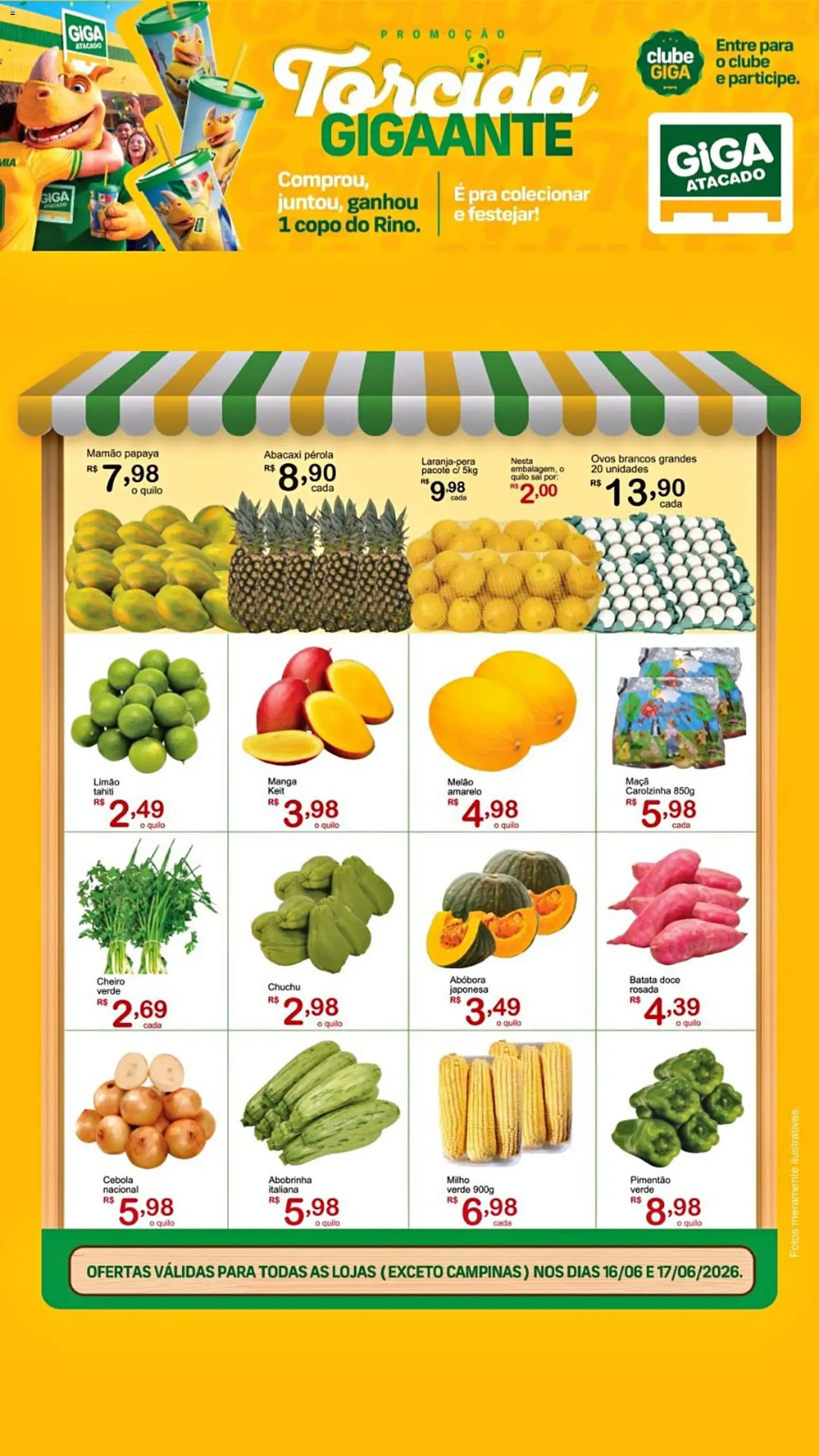 GIGA Atacado Folheto - válido de 16.06.2026 | Página: 1 | Produtos: Melão, Abobrinha, Pimentão, Batata