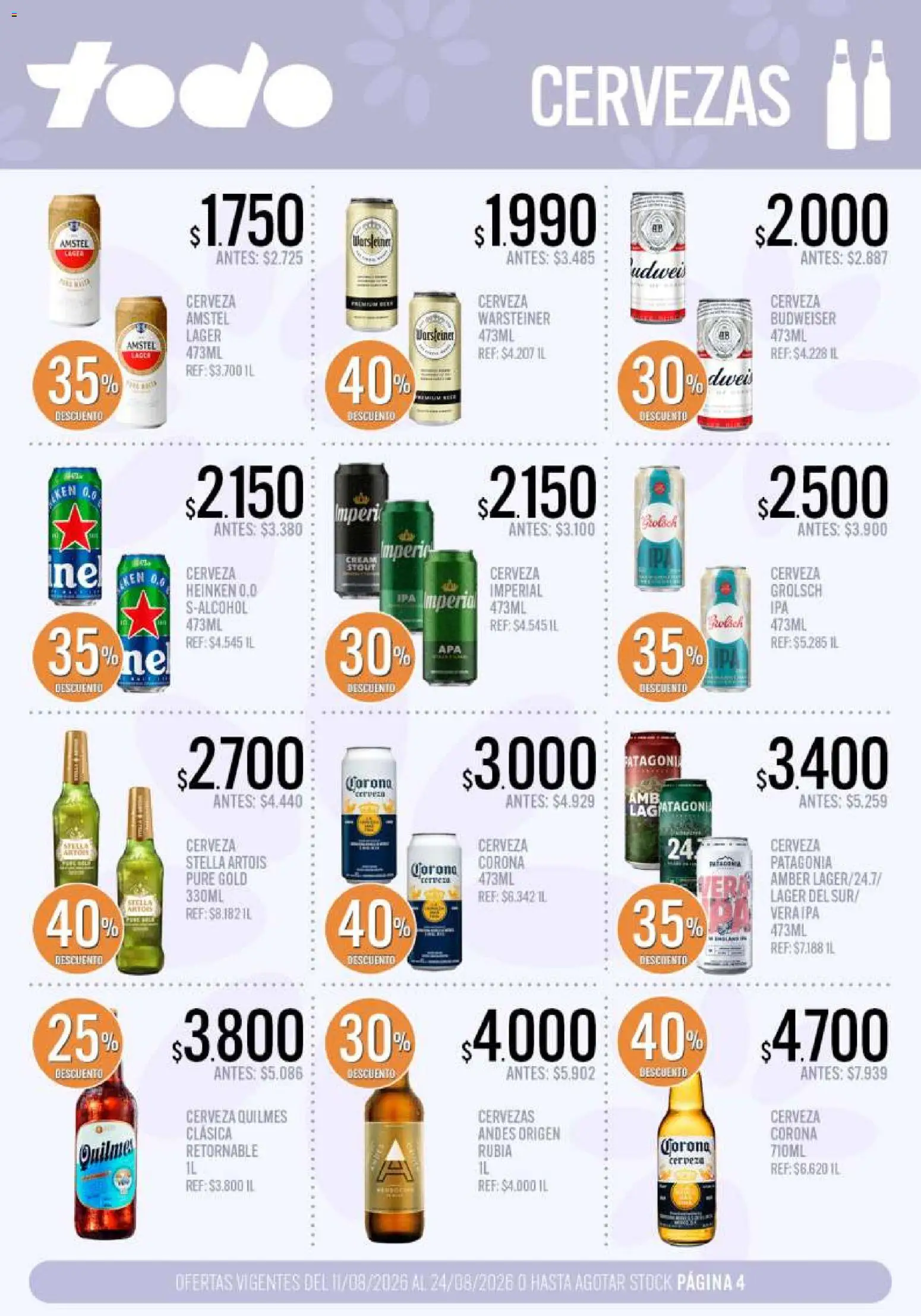 Supermercados TODO - Ofertas │ válido desde el 11/08/2026 | Página: 4 | Productos: Cerveza, Puré