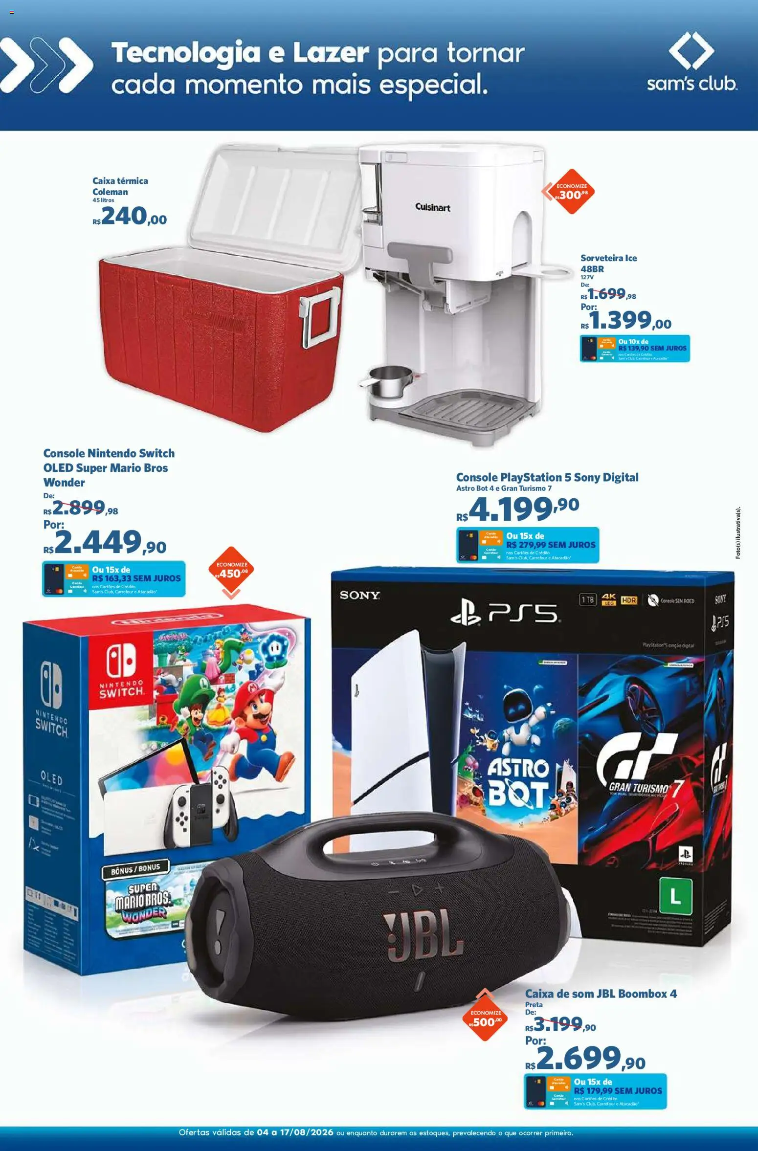 Sam's Club Folheto - válido de 04/08/2026 | Página: 12 | Produtos: Caixa de som, Caixa térmica, Playstation 5, Playstation