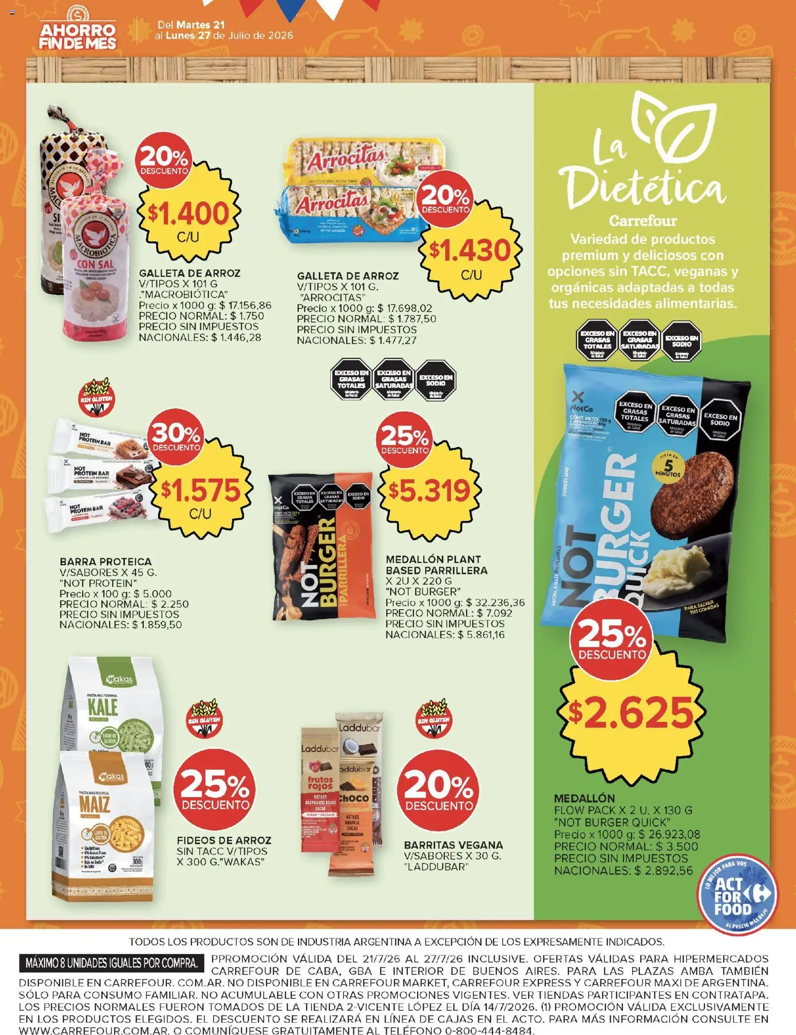 Carrefour - AHORRO FIN DE MES │ válido desde el 21/07/2026 | Página: 18 | Productos: Sal, Fideos, Cacao, Pasta