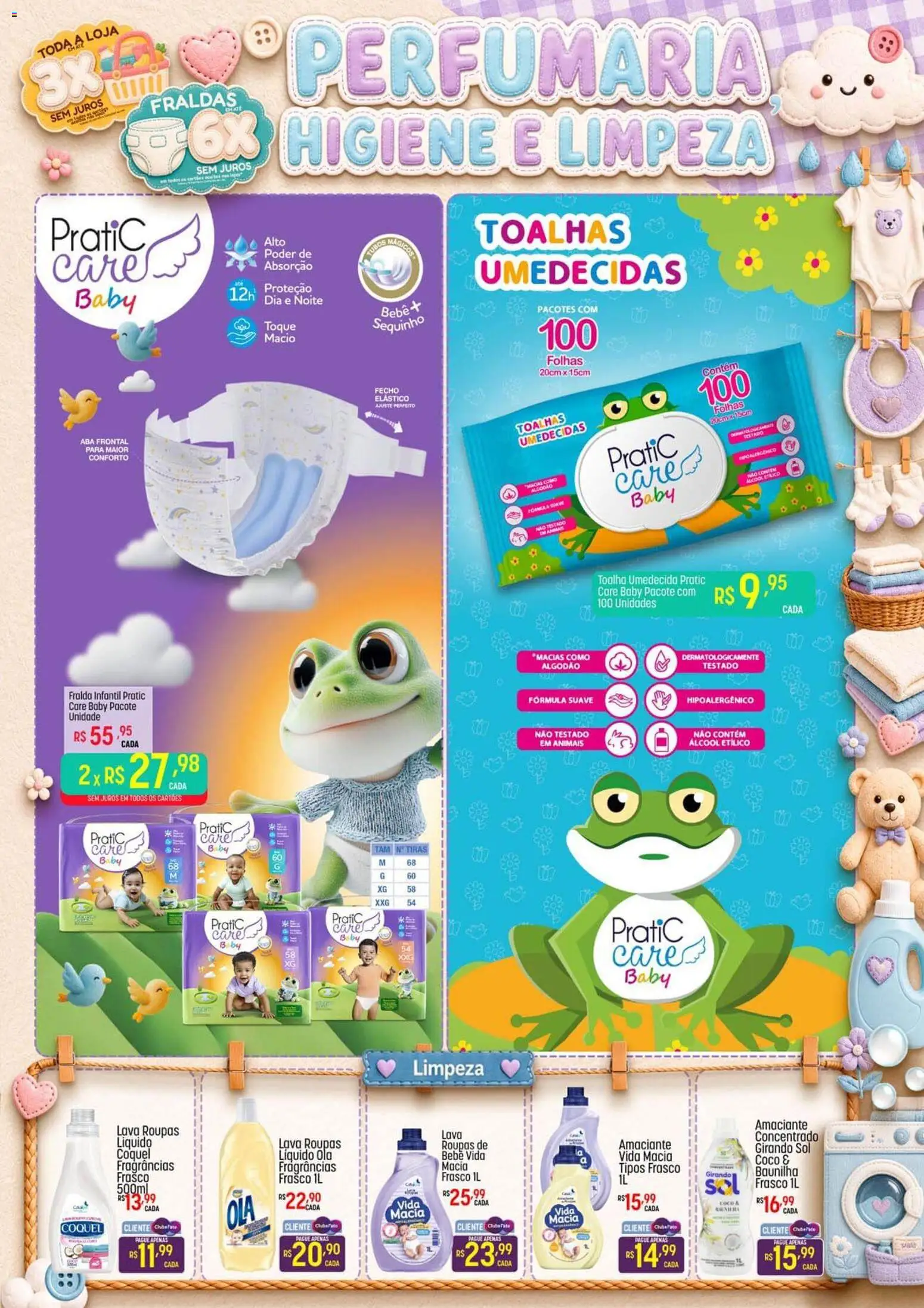 Super Muffato Folheto - válido de 01/07/2026 | Página: 3 | Produtos: Coco, Algodão, Fraldas, Amaciante