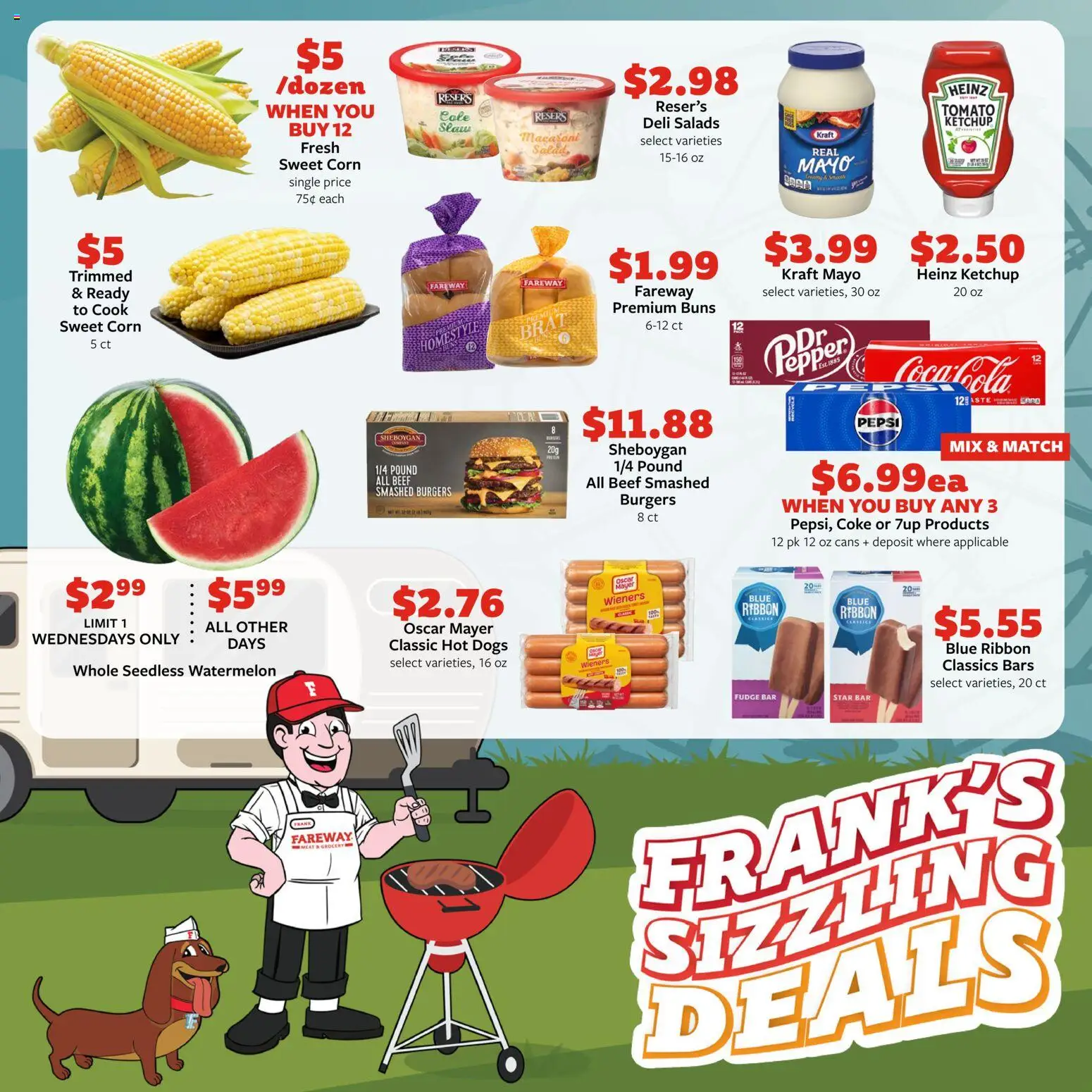 Fareway Weekly Ad - valid from 07/27/2026 | Page: 11 | Products: Corn, Ketchup, Pepper, Hot Dogs