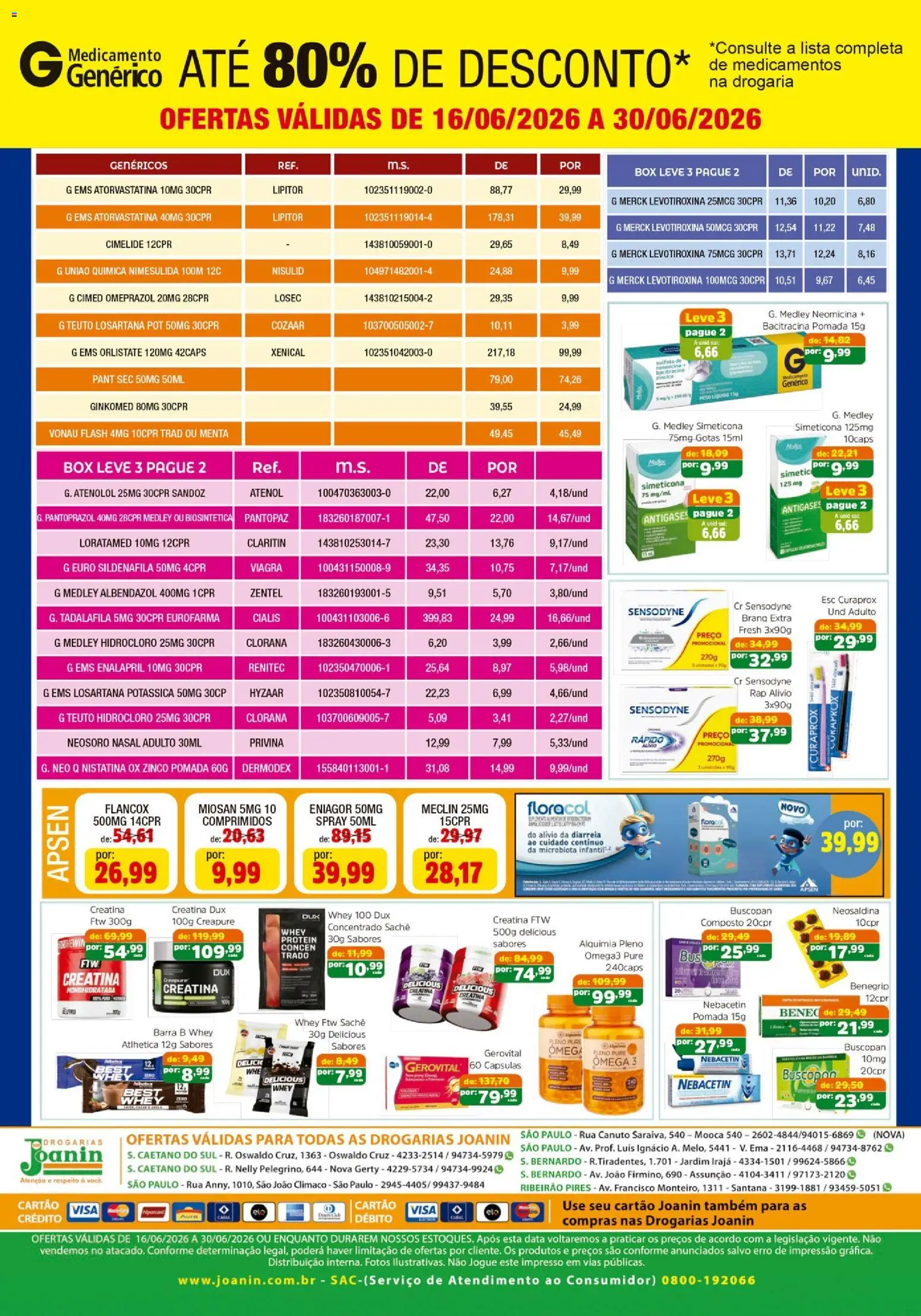 Supermercados Joanin Folheto - válido de 16.06.2026 | Página: 2 | Produtos: Ômega 3, Pomada, Whey protein, Sal