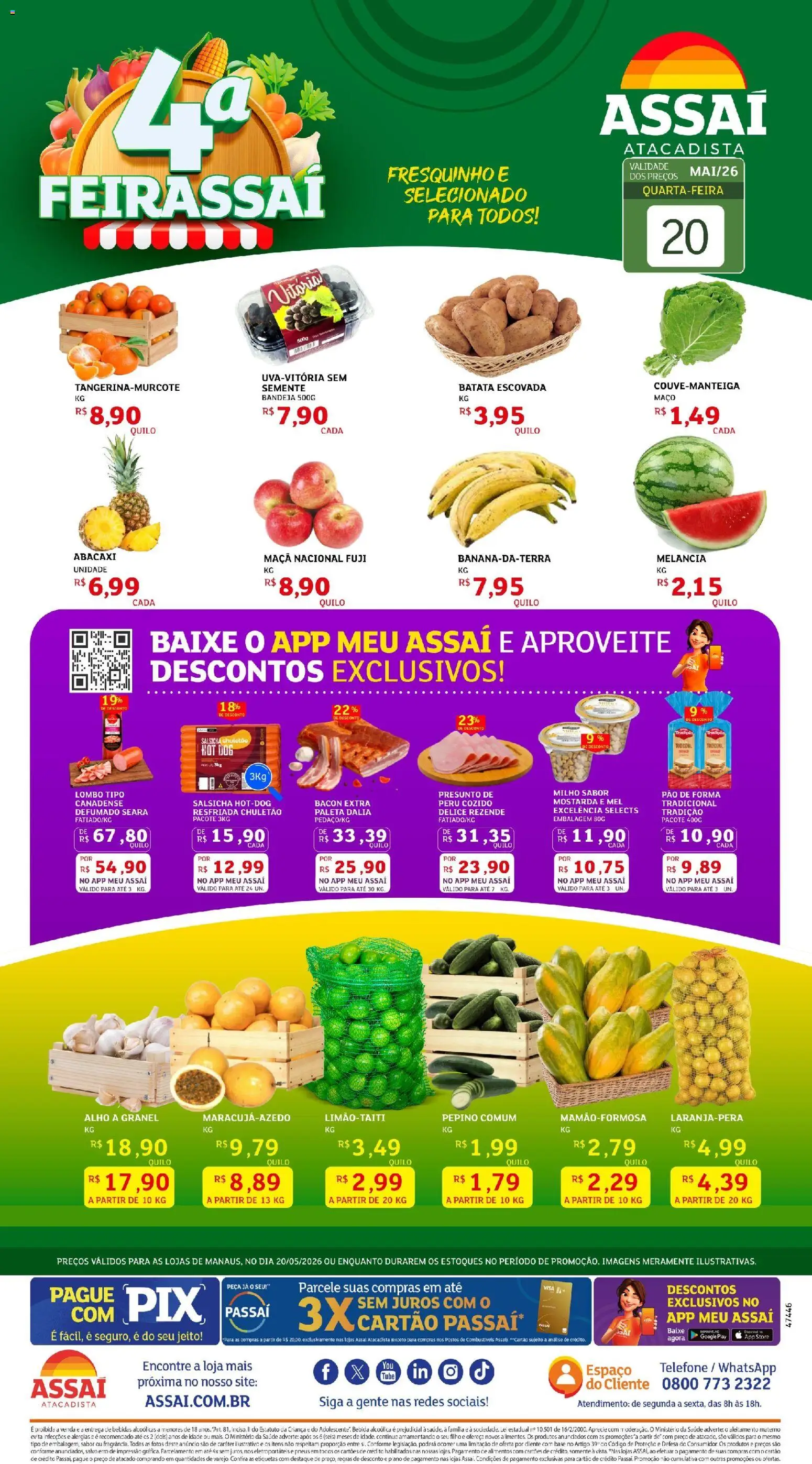 Assaí Atacadista Folheto - válido de 20.05.2026 | Página: 1 | Produtos: Salsicha, Lombo, Mel, Bandeja