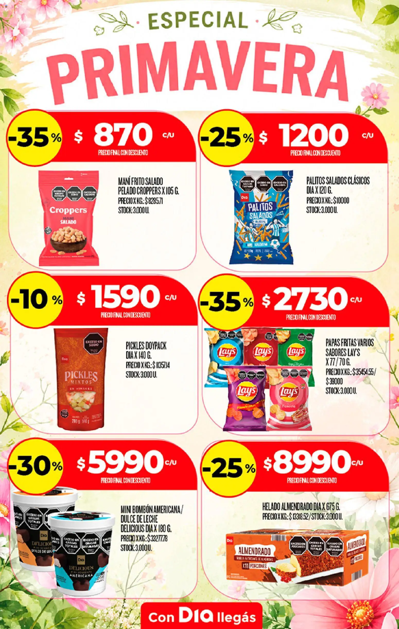 Supermercado DIA Especial Primavera │ válido desde el 16/09/2026 | Página: 3 | Productos: Vinagre, Mani, Papas, Leche