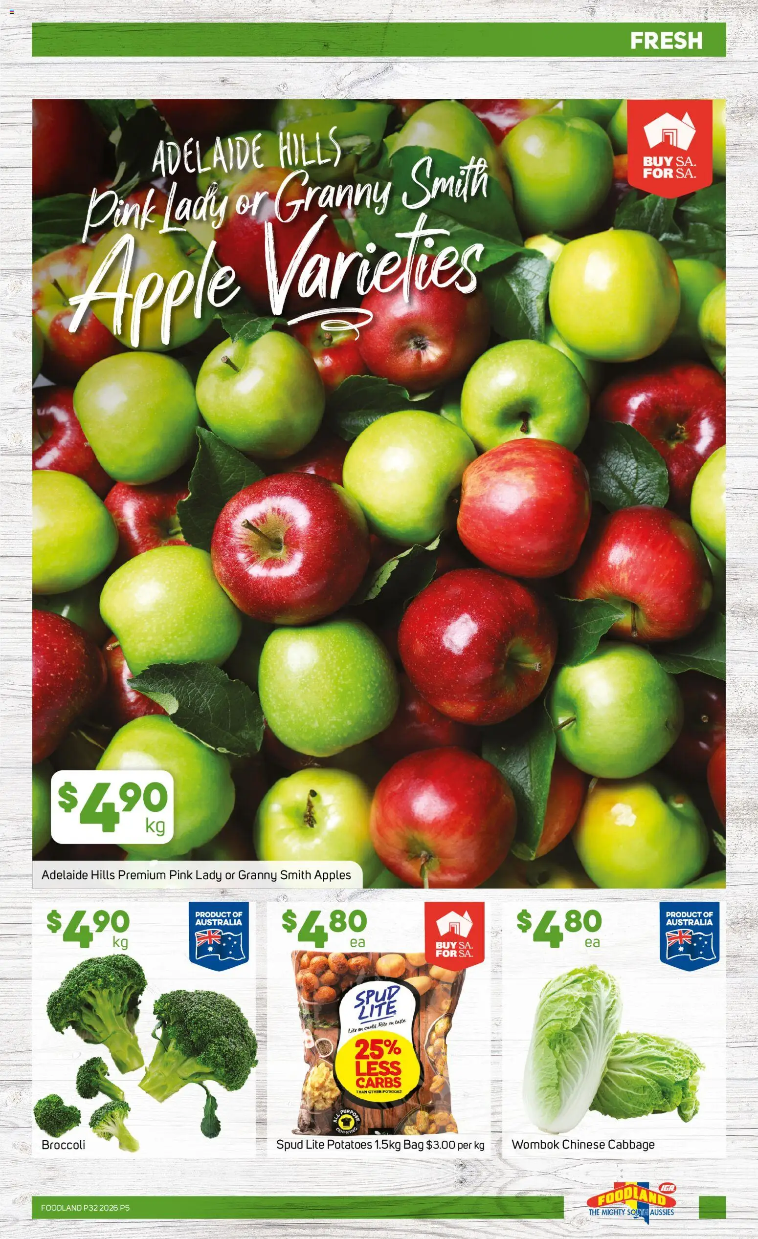 Foodland catalogue - valid from 05/08/2026 | Page: 5 | Products: Apples, Potatoes, Cabbage, Bag