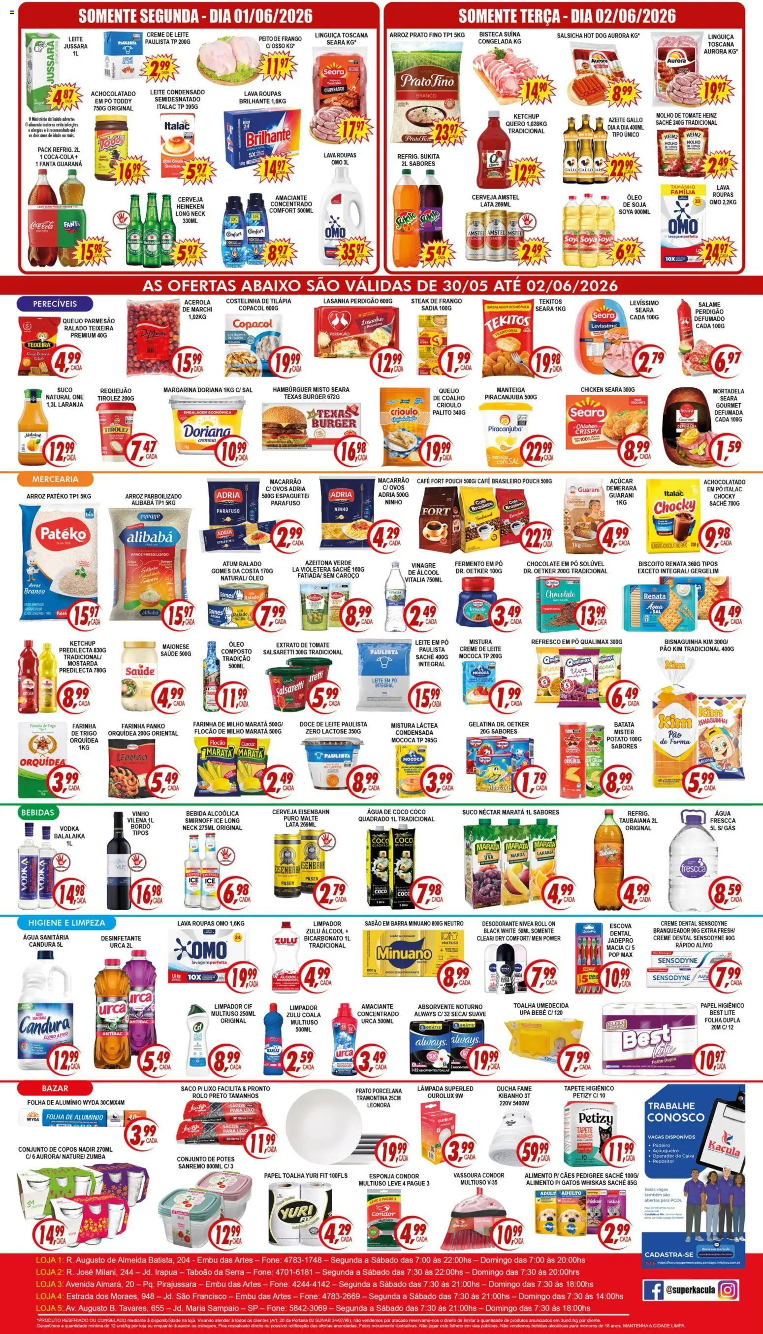 Kaçula Folheto - válido de 30.05.2026 | Página: 2 | Produtos: Guaraná, Pão, Tapete, Gomes da costa