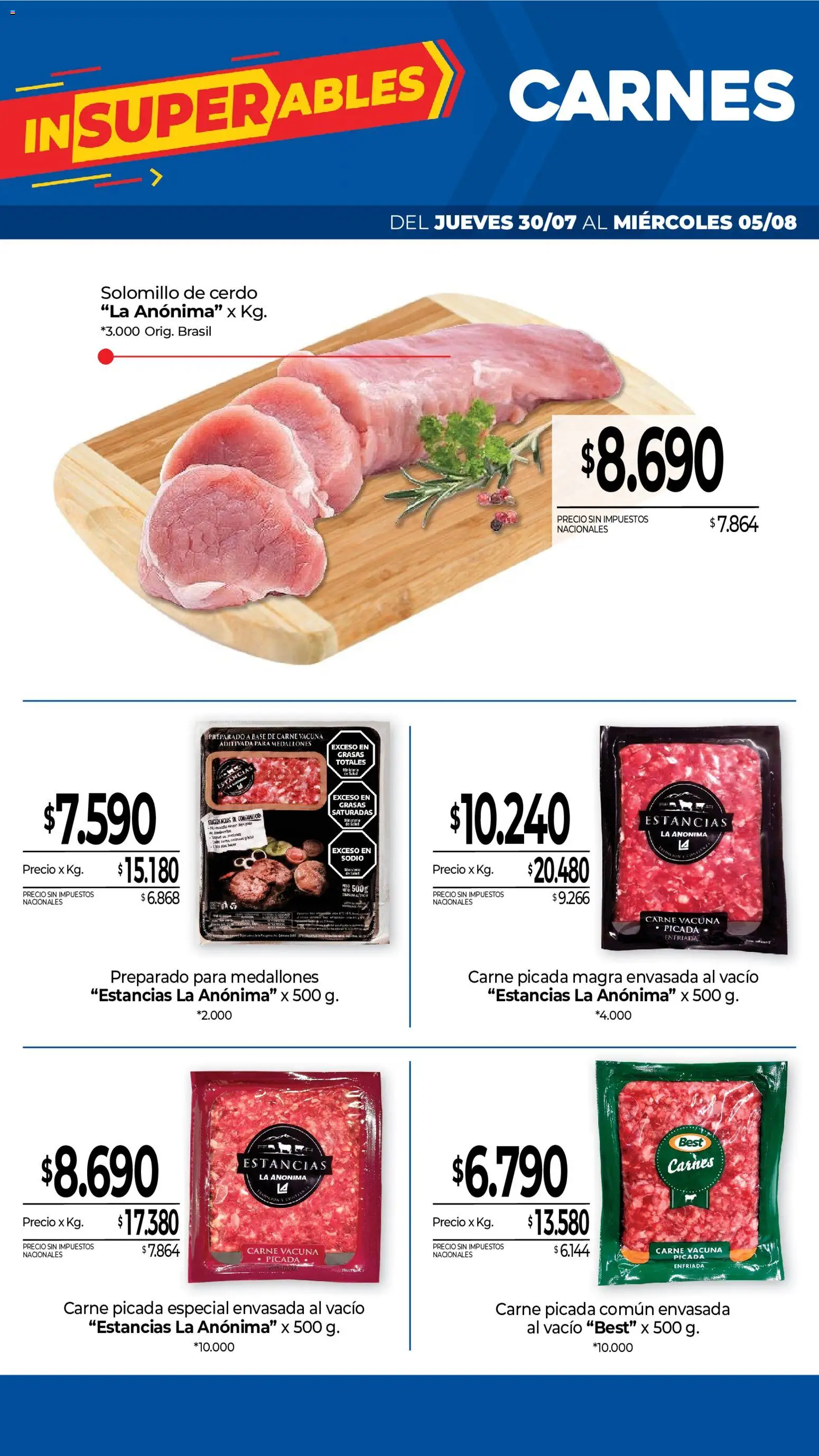 La Anonima catálogo │ válido desde el 30/07/2026 | Página: 3 | Productos: Sales, Cerdo