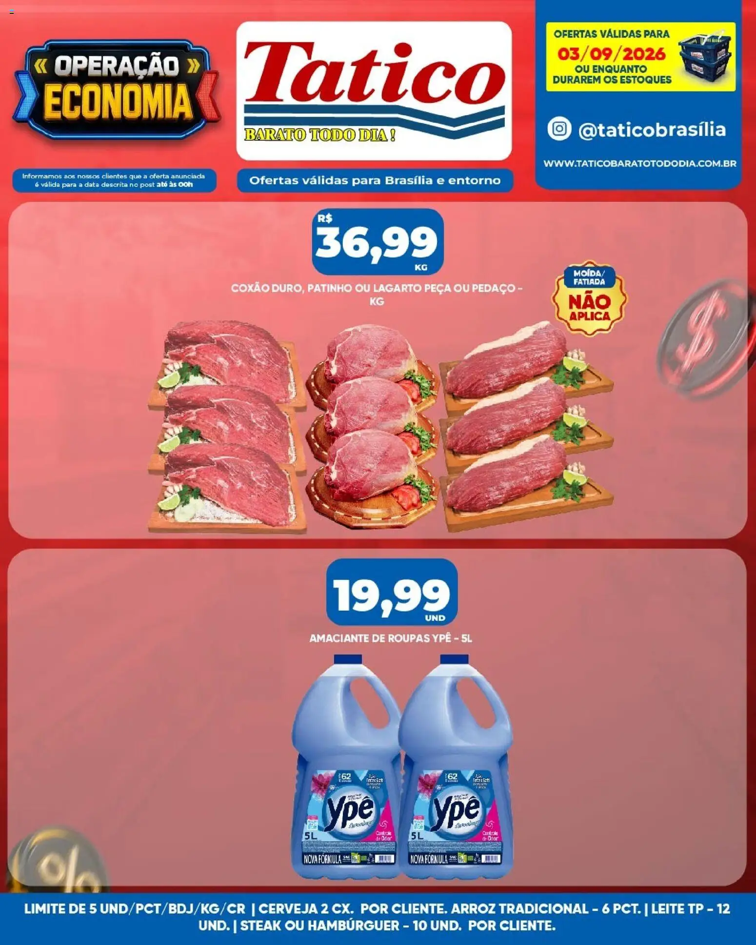 Tatico Folheto - válido de 03/09/2026 | Página: 13 | Produtos: Steak, Cerveja, Arroz, Amaciante