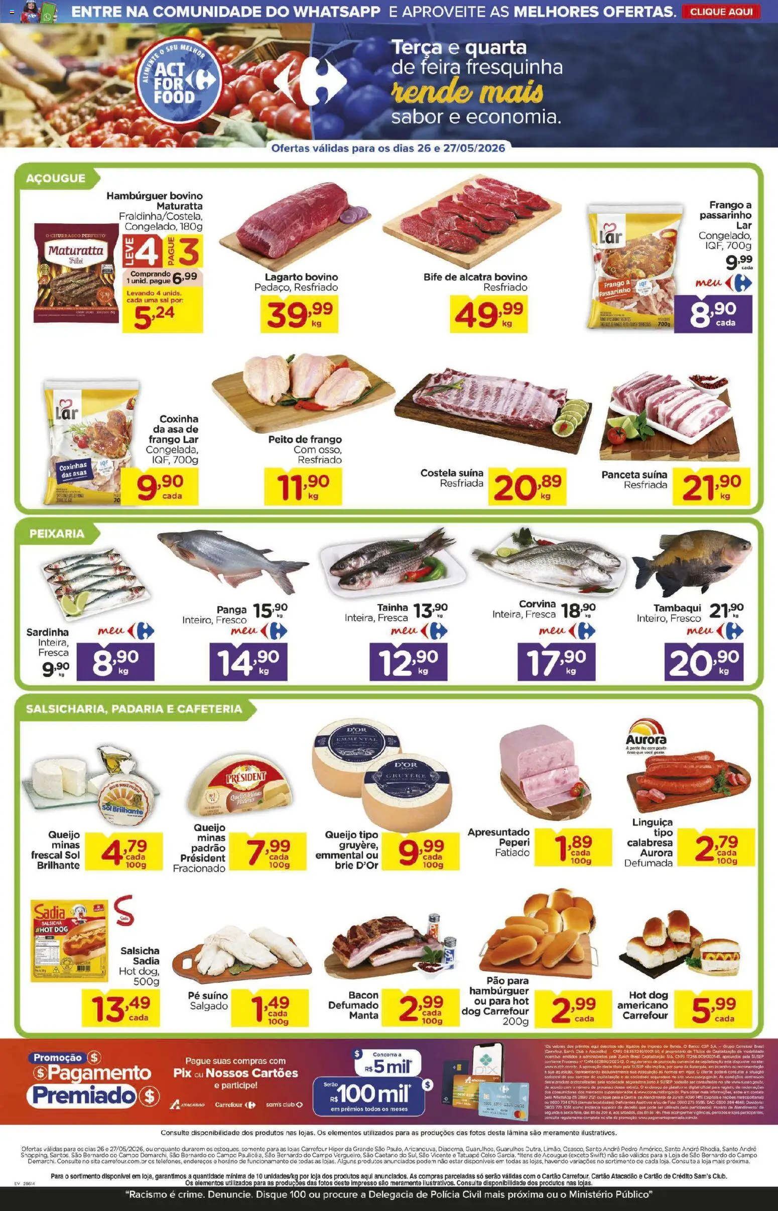 Carrefour Folheto - válido de 26.05.2026 | Página: 2 | Produtos: Salsicha, Alcatra, Frango, Sardinha