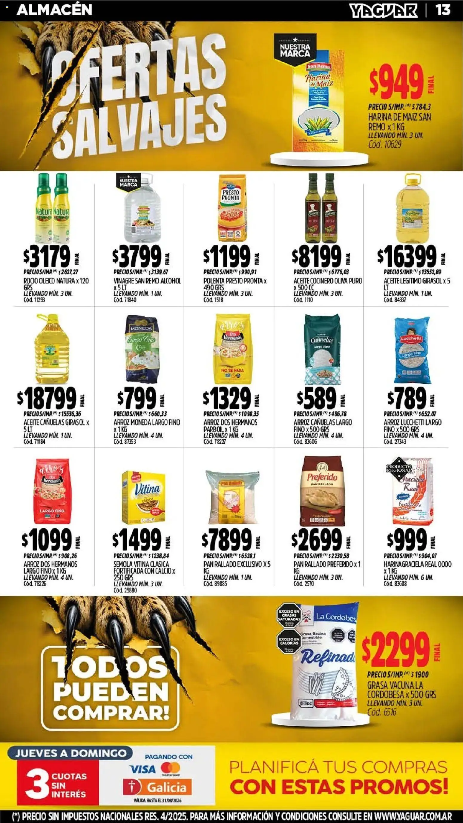 Yaguar - Oferta Semanal Córdoba │ válido desde el 03/08/2026 | Página: 14 | Productos: Maiz, Polenta, Arroz, Pan rallado