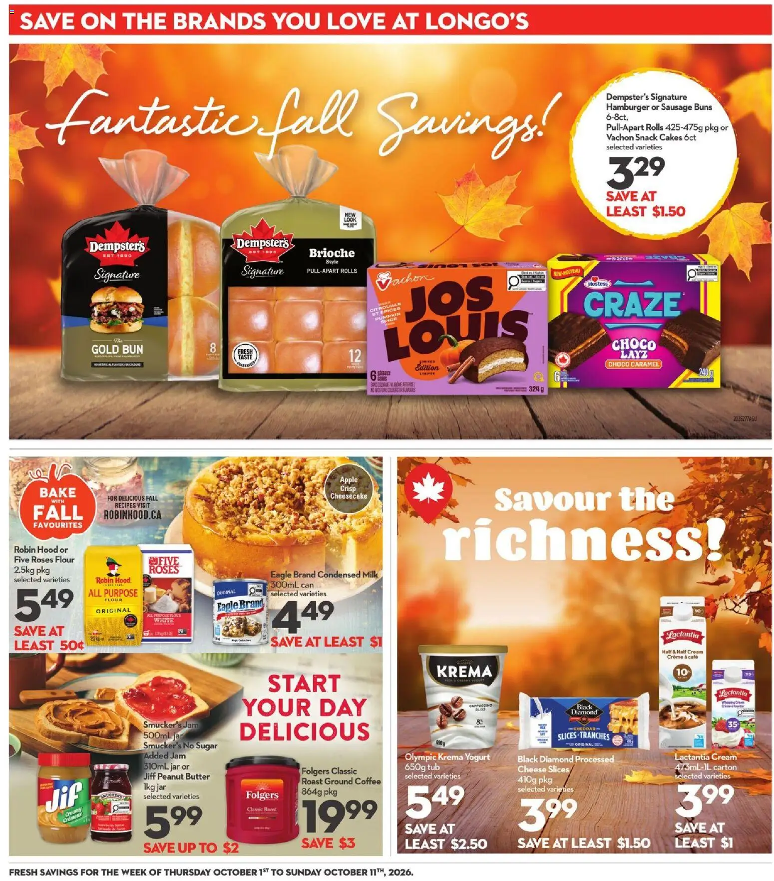 Longo's flyer valid from Oct 1, 2026 | Page: 25 | Products: Sugar, Roast, Milk, Pumpkin