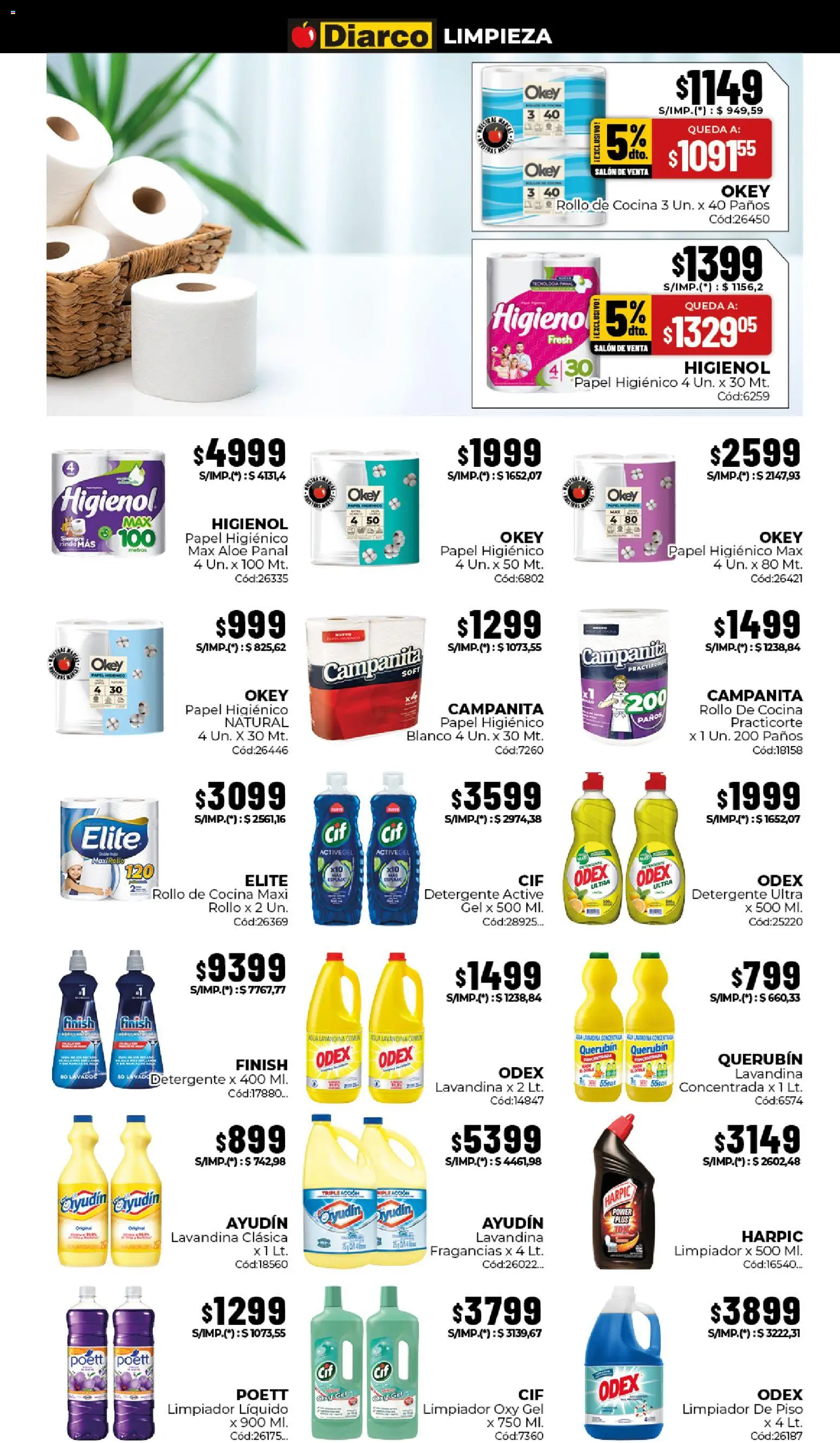 Diarco - Ofertas Gba │ válido desde el 06/07/2026 | Página: 16 | Productos: Papel higiénico, Lavandina, Cocina, Detergente
