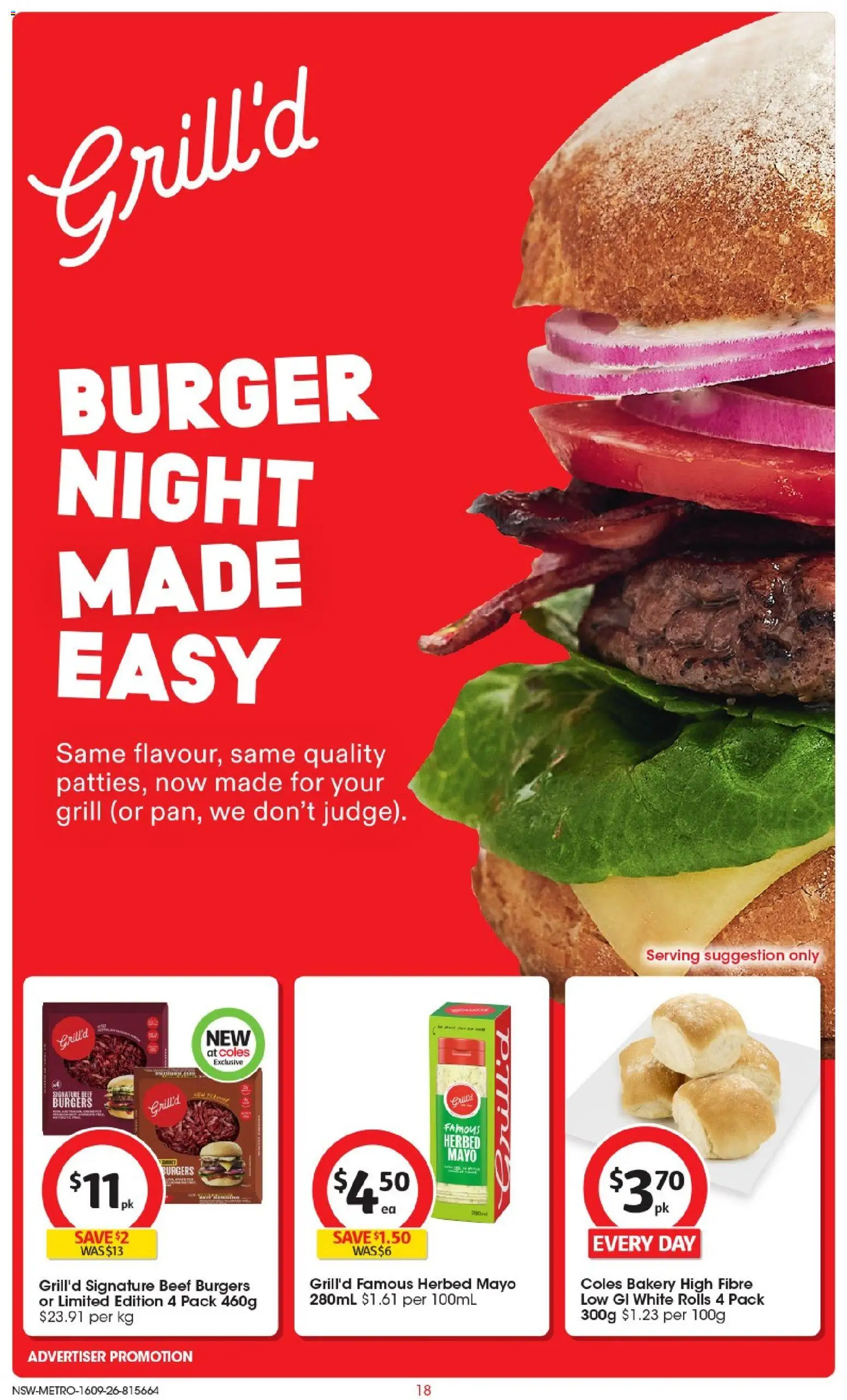 Coles catalogue - valid from 16/09/2026 | Page: 19 | Products: Burgers, Beef, Mayonnaise, Bakery