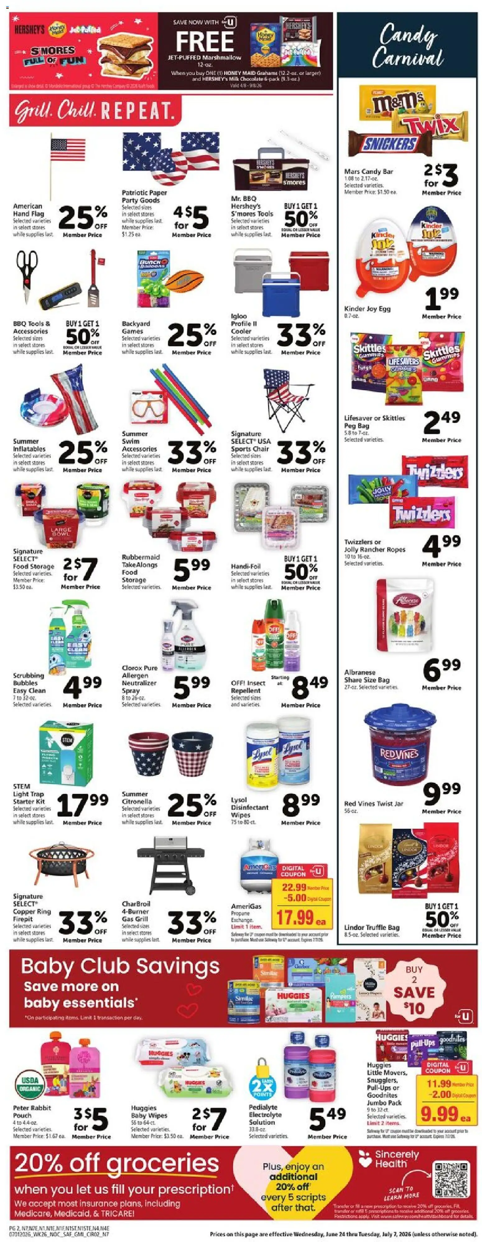 Safeway Weekly Ad - valid from 07/01/2026 | Page: 12 | Products: Chair, Ring, Milk, Starter