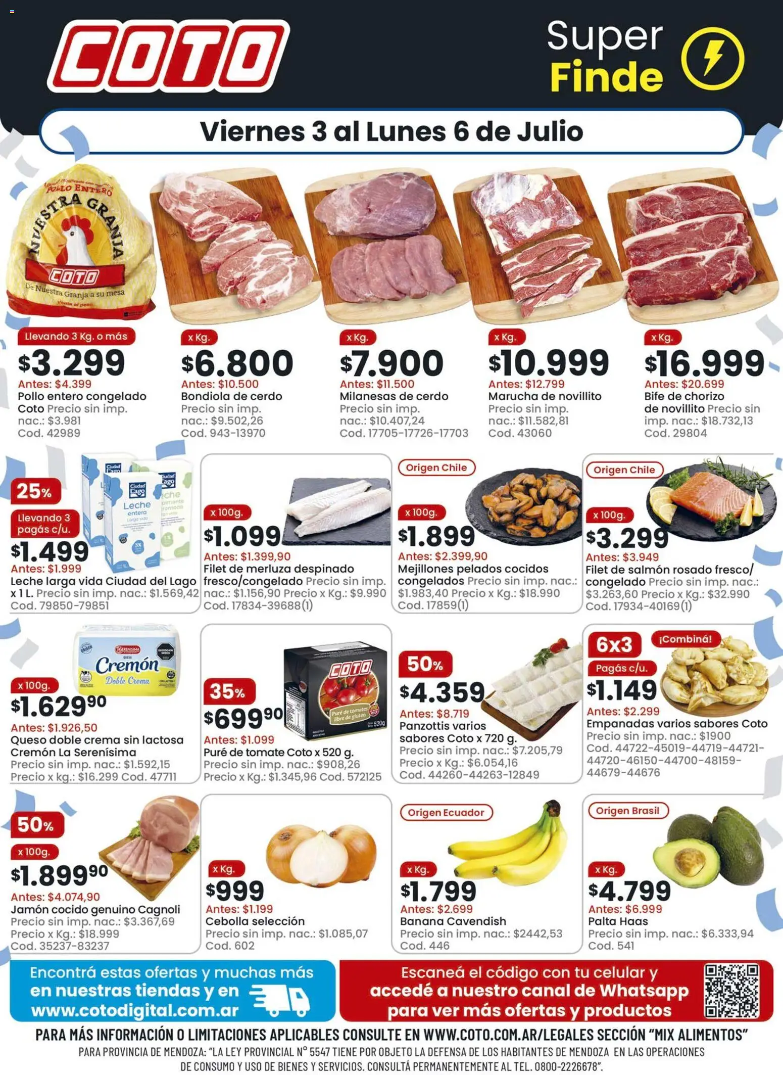 Coto ofertas │ válido desde el 03/07/2026 | Página: 1 | Productos: Mesa, Cebolla, Palta, Pure de Tomate