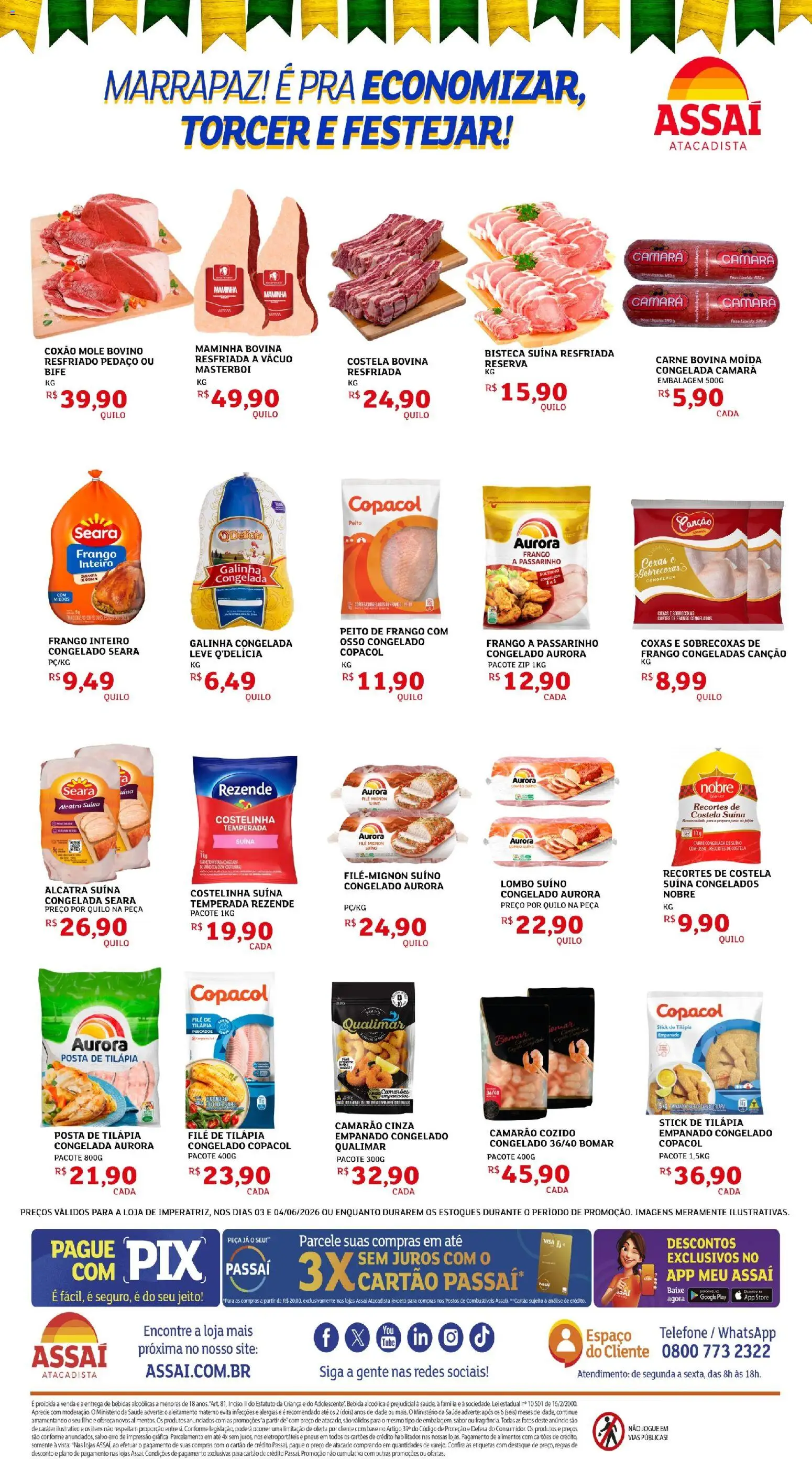 Assaí Atacadista Folheto - válido de 03.06.2026 | Página: 2 | Produtos: Lombo, Camarão, Carne, Bebida