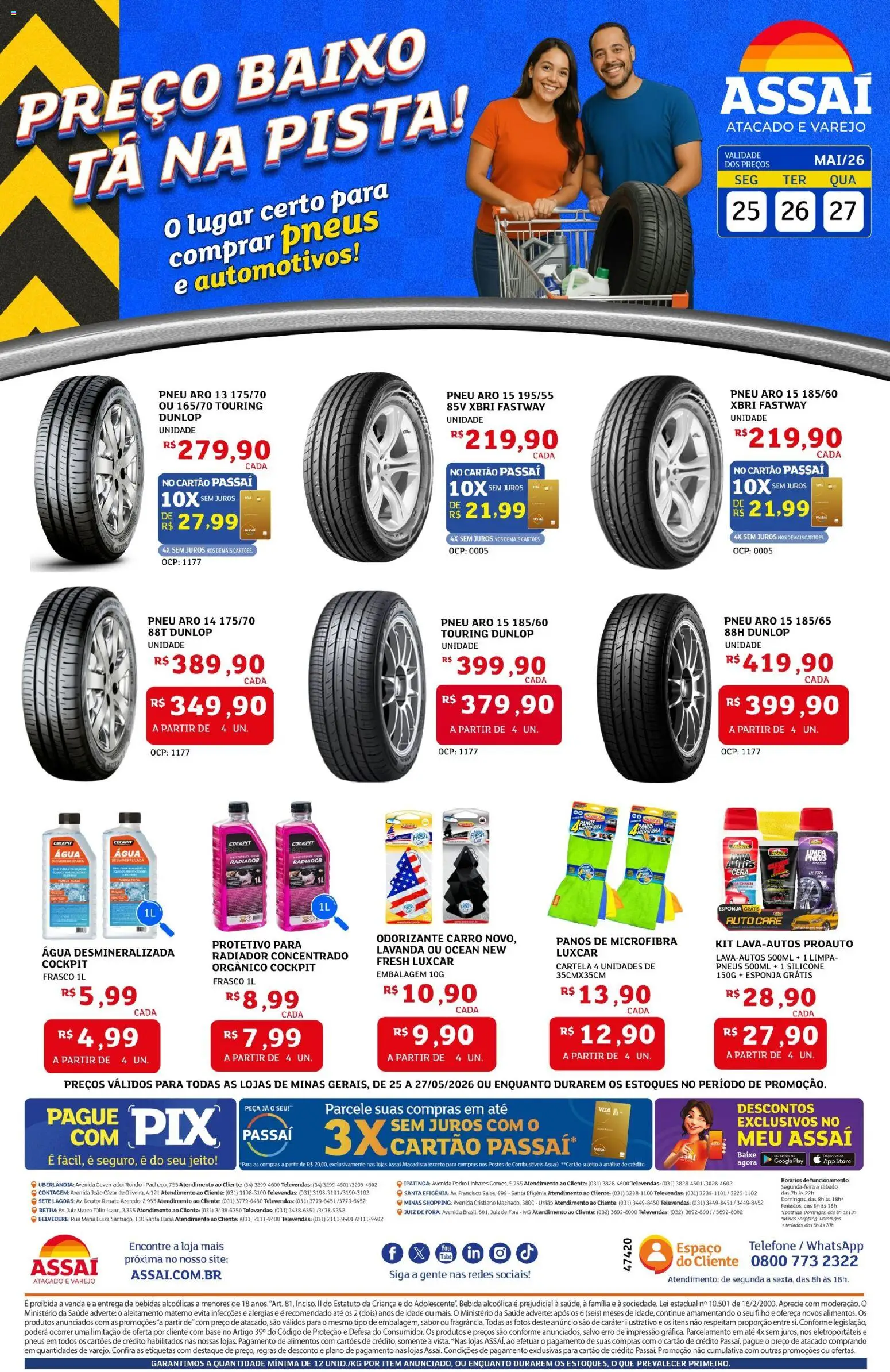 Assaí Atacadista Folheto - válido de 25.05.2026 | Página: 1 | Produtos: Pneu, Pneus, Base, Baixo