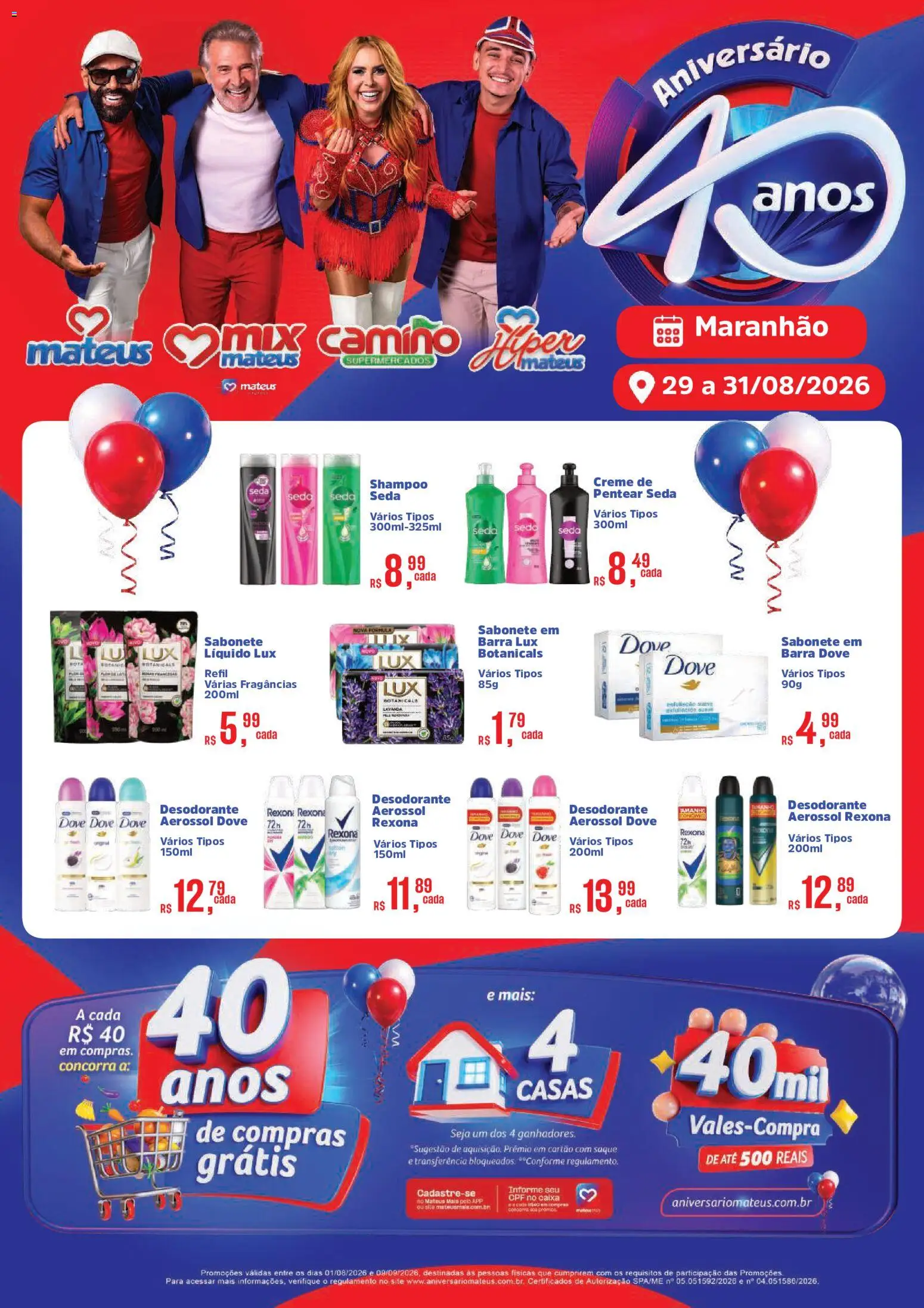 Mateus Folheto - válido de 28/08/2026 | Página: 1 | Produtos: Shampoo, Desodorante, Creme, Sabonete