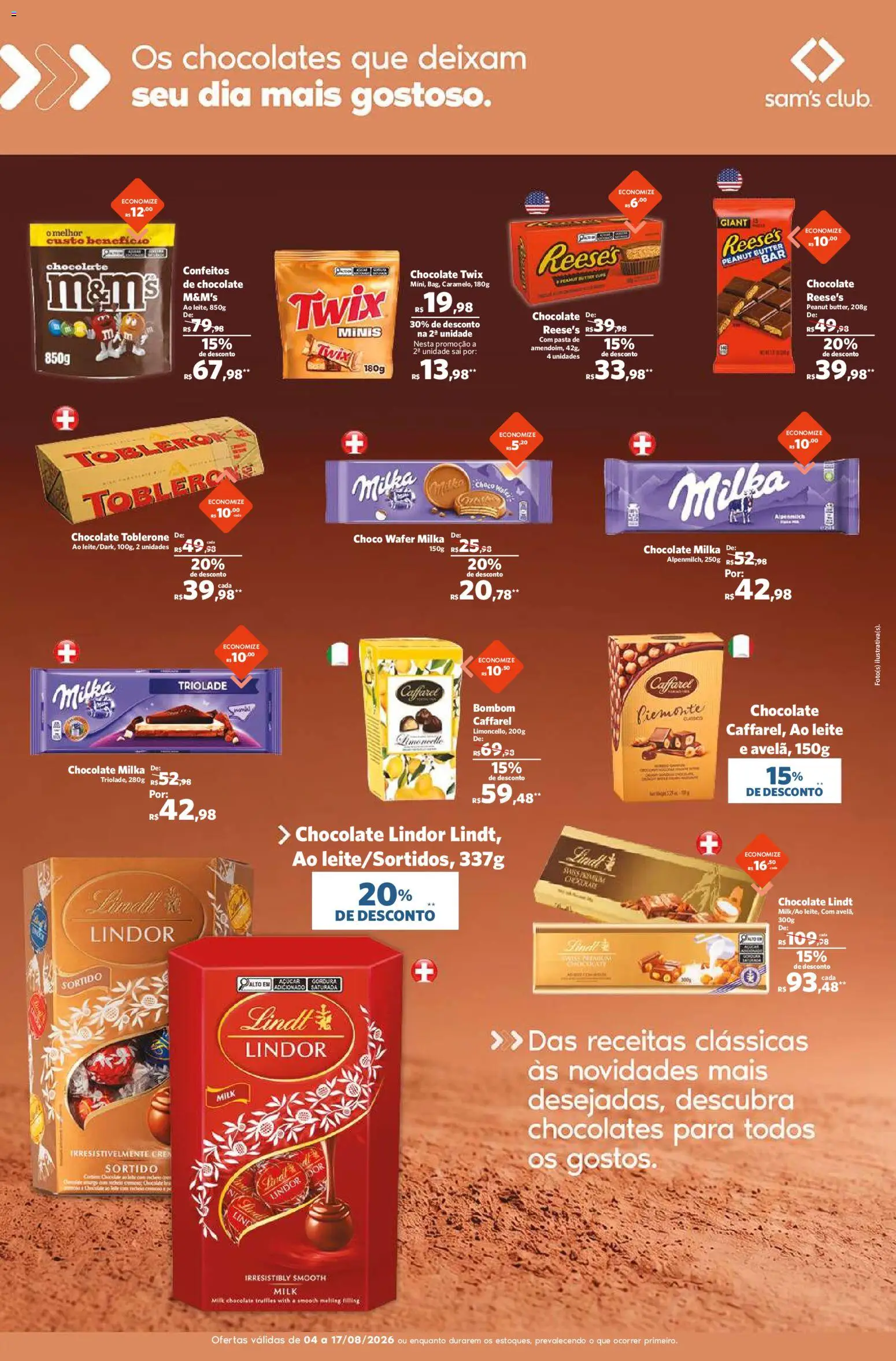 Sam's Club Folheto - válido de 04/08/2026 | Página: 8 | Produtos: Twix, Chocolate, Pasta, Bombom