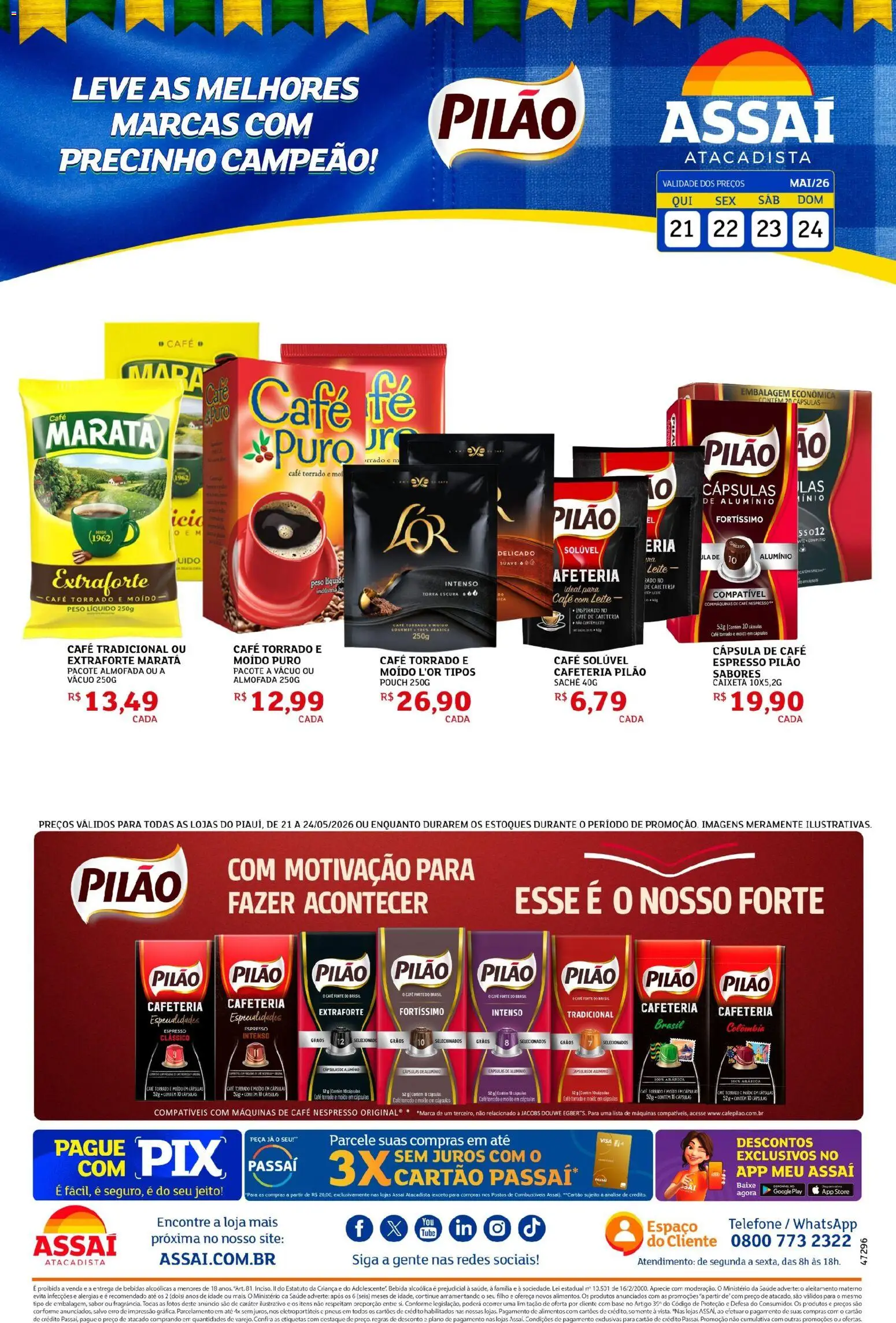 Assaí Atacadista Folheto - válido de 21.05.2026 | Página: 1 | Produtos: Cápsula de café, Leite, Café, Bebida
