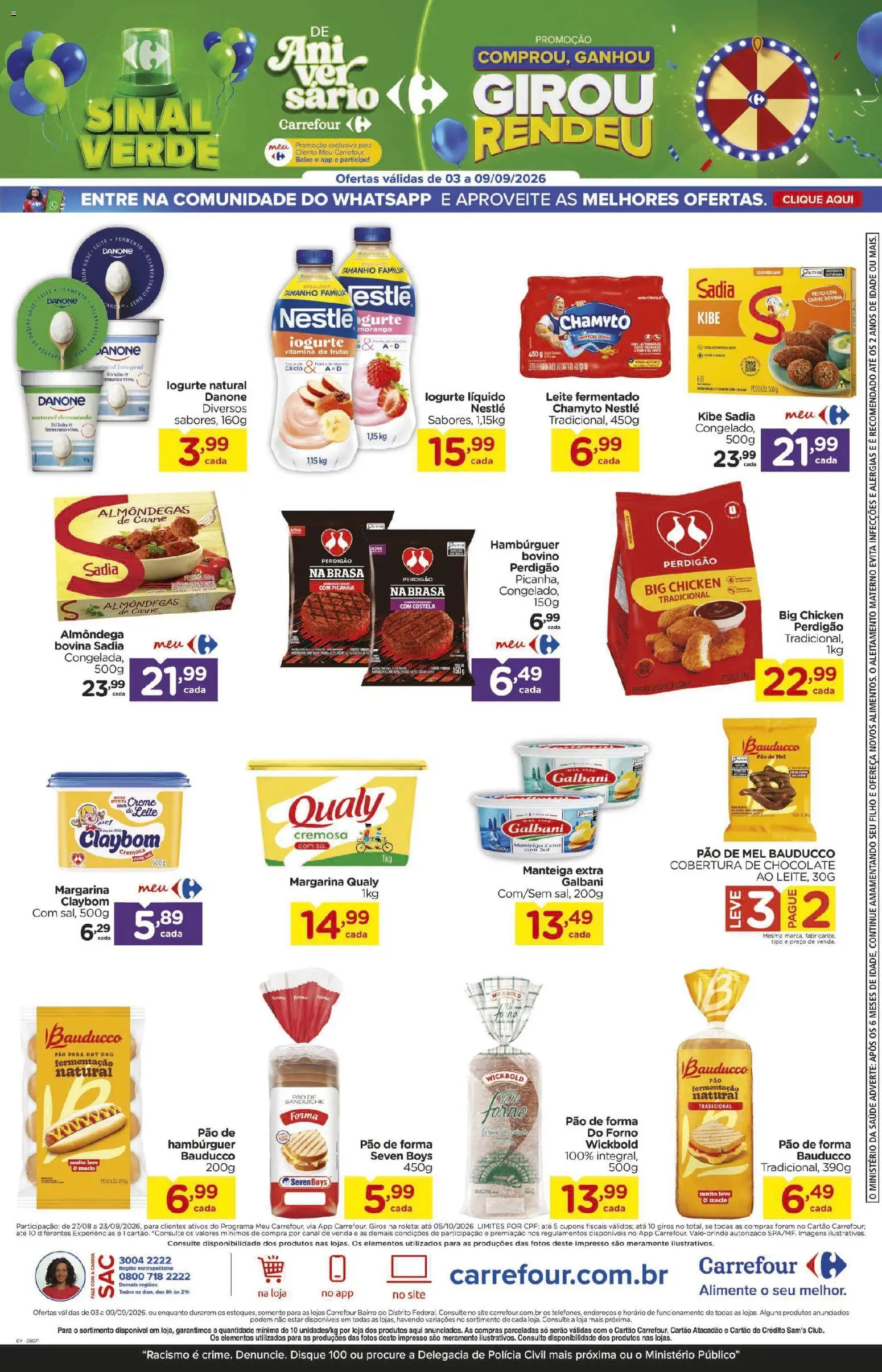 Carrefour Bairro Folheto - válido de 03/09/2026 | Página: 4 | Produtos: Manteiga, Cálcio, Creme, Margarina