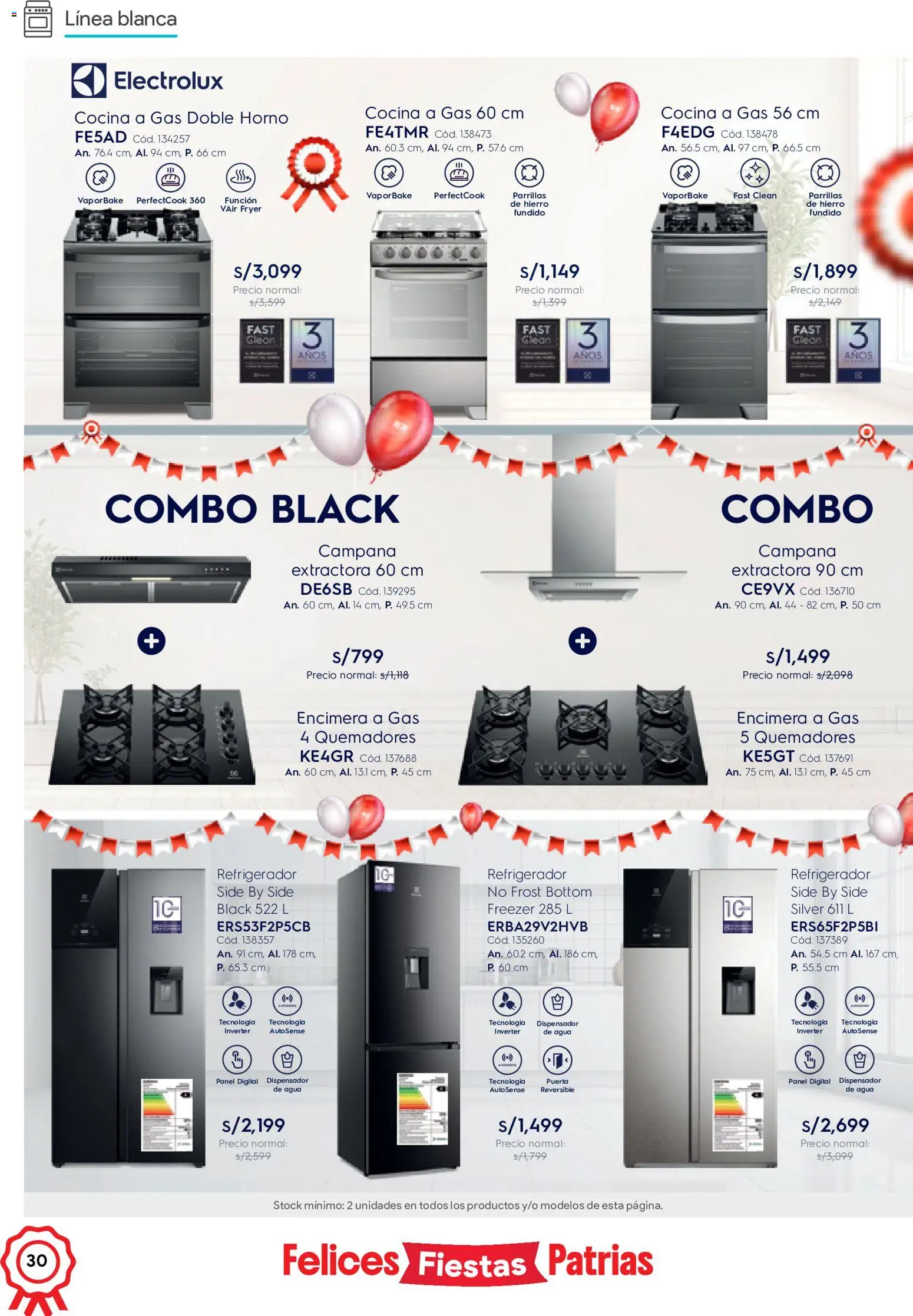 Catálogo Hiraoka válido desde 11/07/2026 | Página: 30 | Productos: Refrigerador, Horno, Cocina, Campana extractora