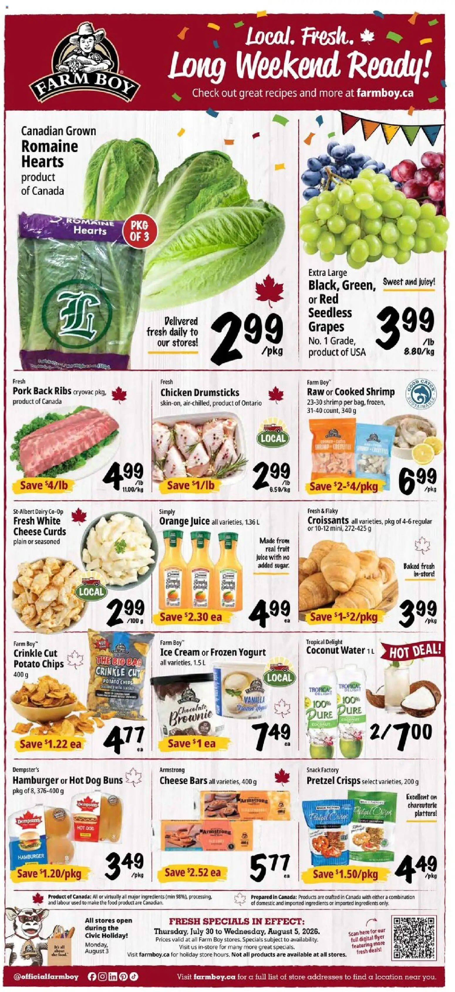 Farm Boy flyer valid from Jul 30, 2026 | Page: 1 | Products: Cream, Ice cream, Cheese, Pork