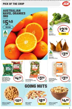 Preview of IGA catalogue - valid from 15/07/2026 | Page: 9 | Products: Oranges, Peanuts, Salad, Spinach