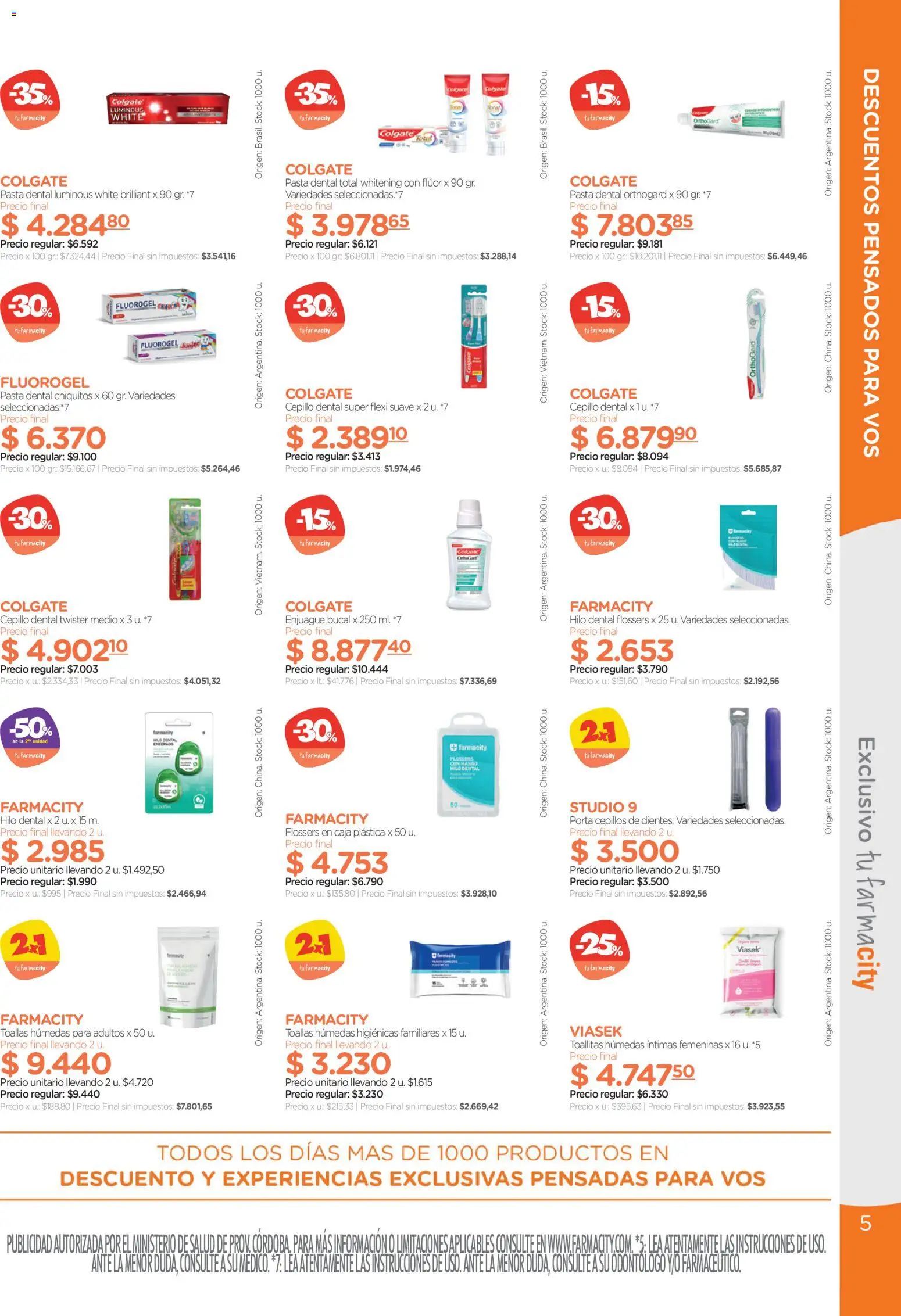 Farmacity catálogo │ válido desde el 30.04.2026 | Página: 5 | Productos: Toallas, Caja, Mango, Hilo dental