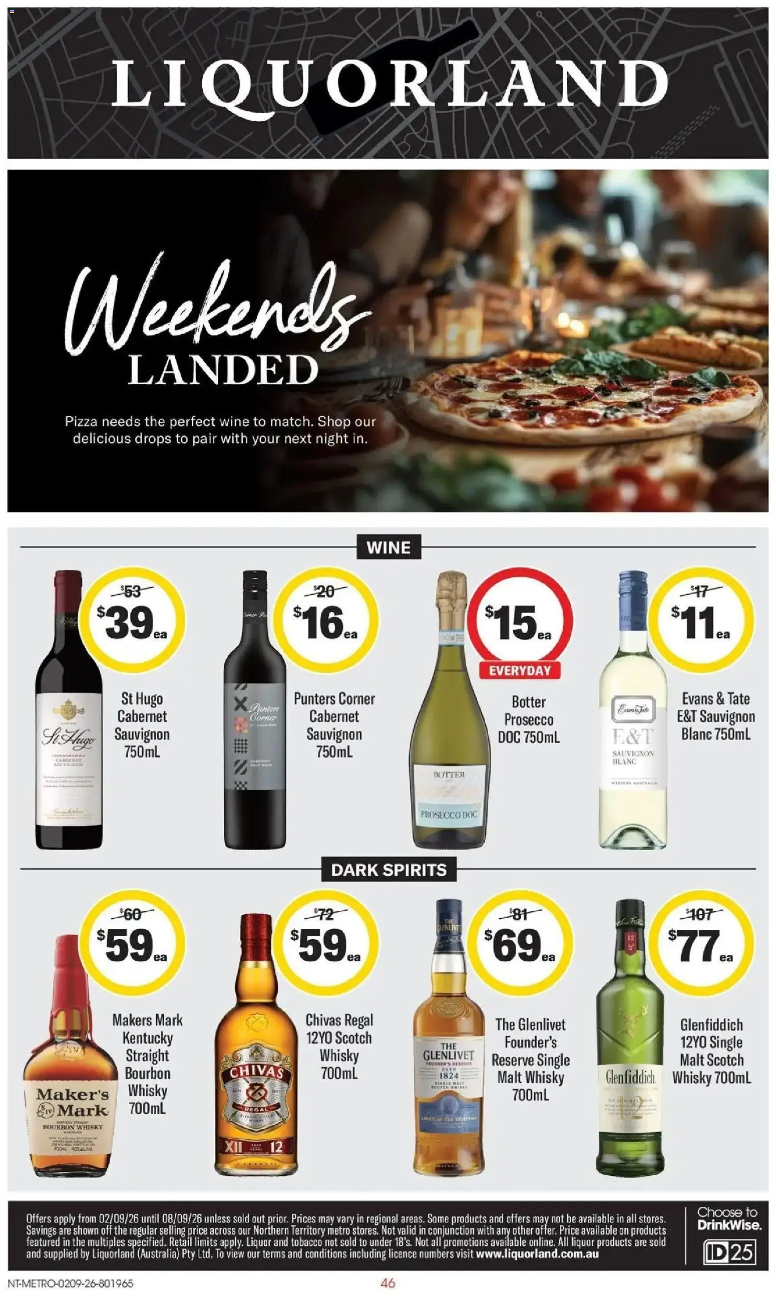 Coles catalogue - valid from 02/09/2026 | Page: 46 | Products: Pizza, Bourbon, Prosecco, Scotch