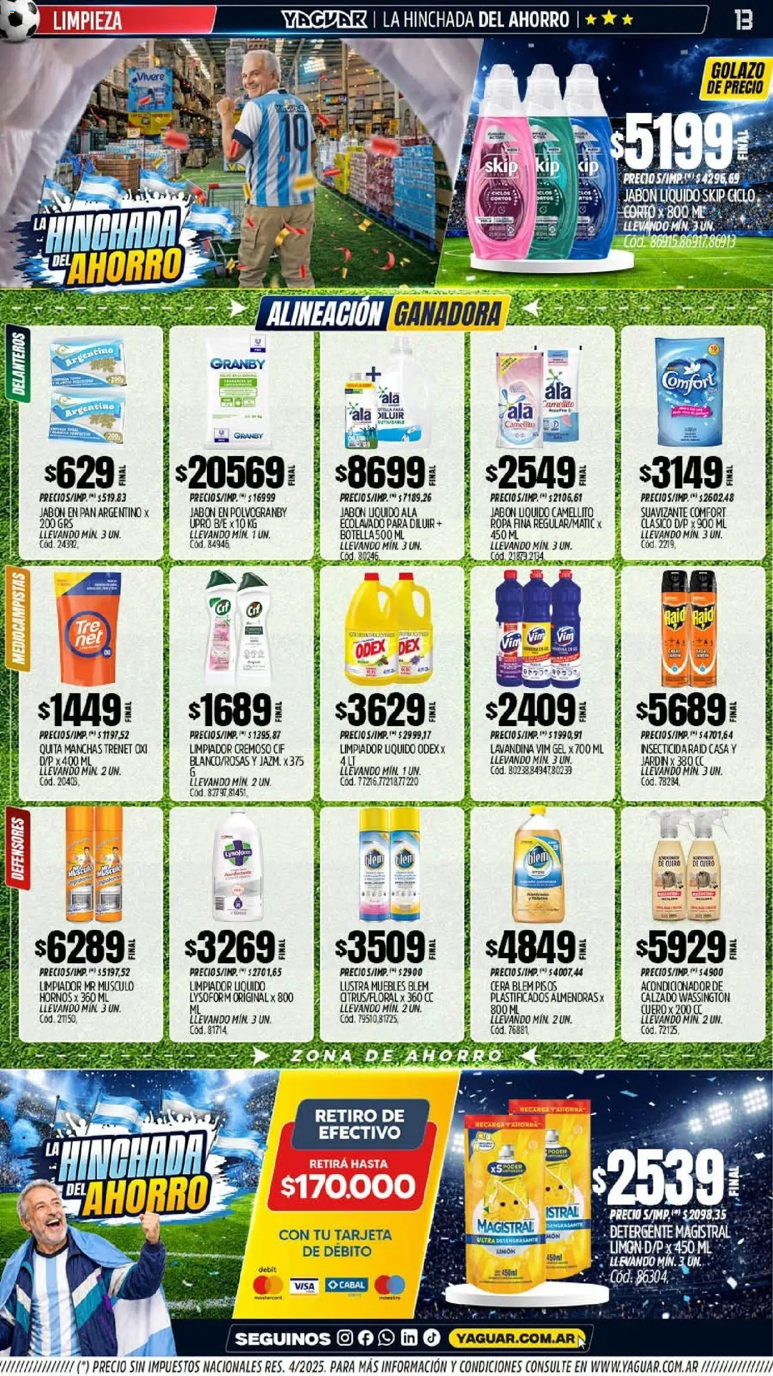 Yaguar - Oferta Semanal Neuquen │ válido desde el 08.06.2026 | Página: 13 | Productos: Jabón, Cera, Pan, Limpiador