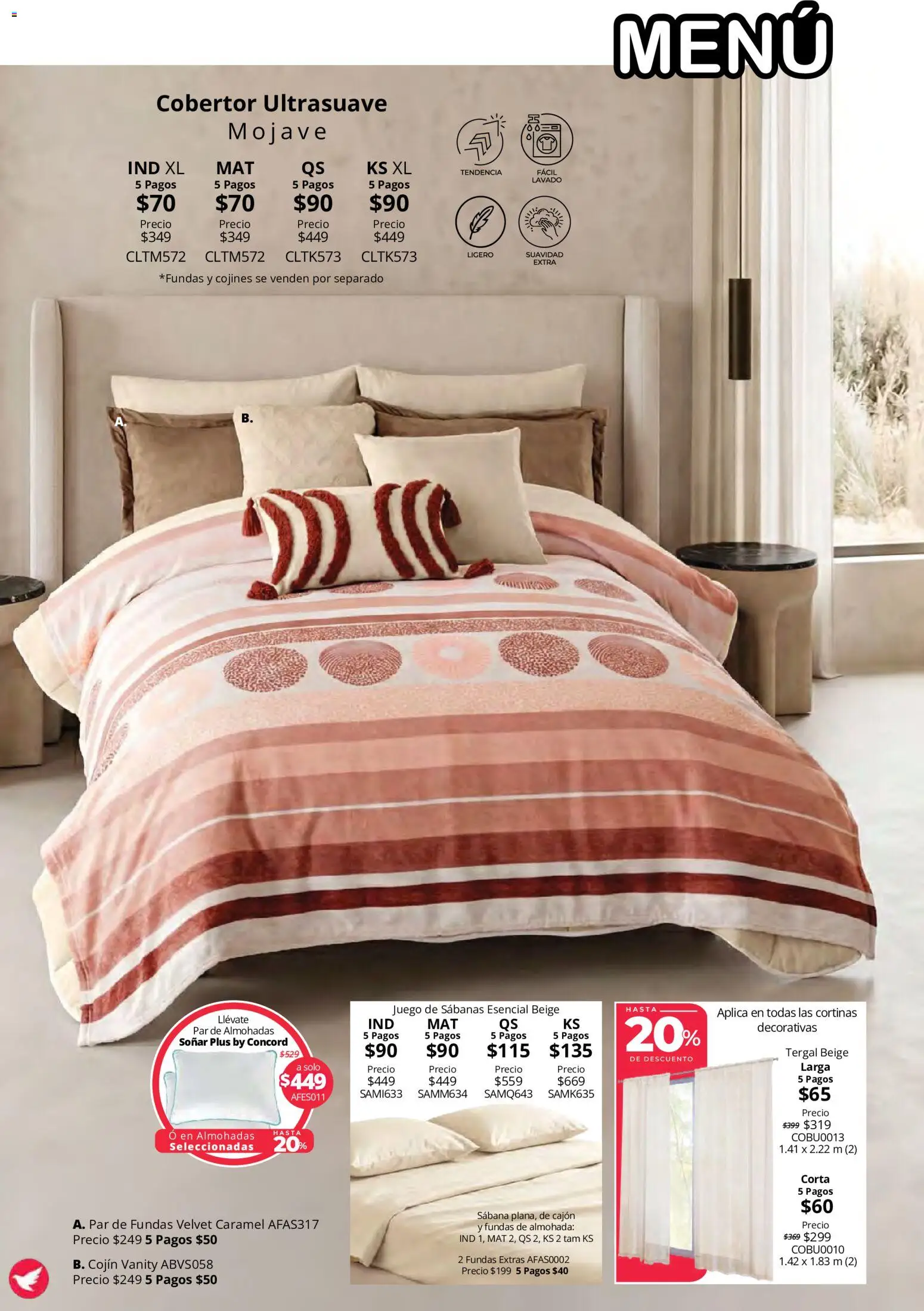 Nuevas ofertas de Colchas Concord válidas en toda la República Mexicana desde el 15/10/2026. ¡Encuentra las mejores ofertas en Colchas Concord catálogo Colección Cobertor Calor de Hogar! | Página: 84