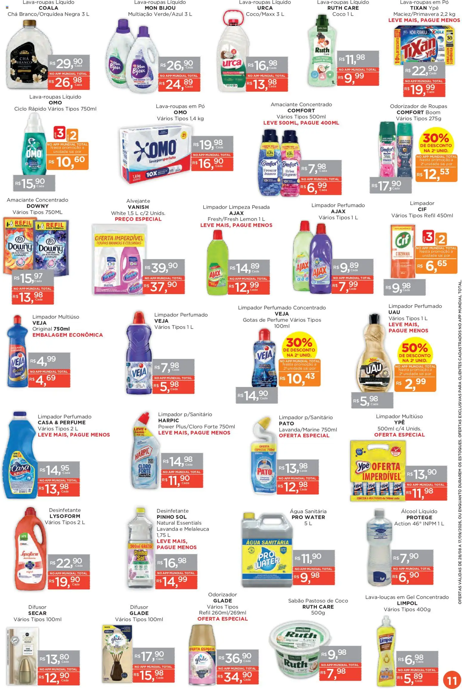 Mundial Folheto - válido de 20/08/2026 | Página: 13 | Produtos: Coco, Chá, Roupas, Desinfetante