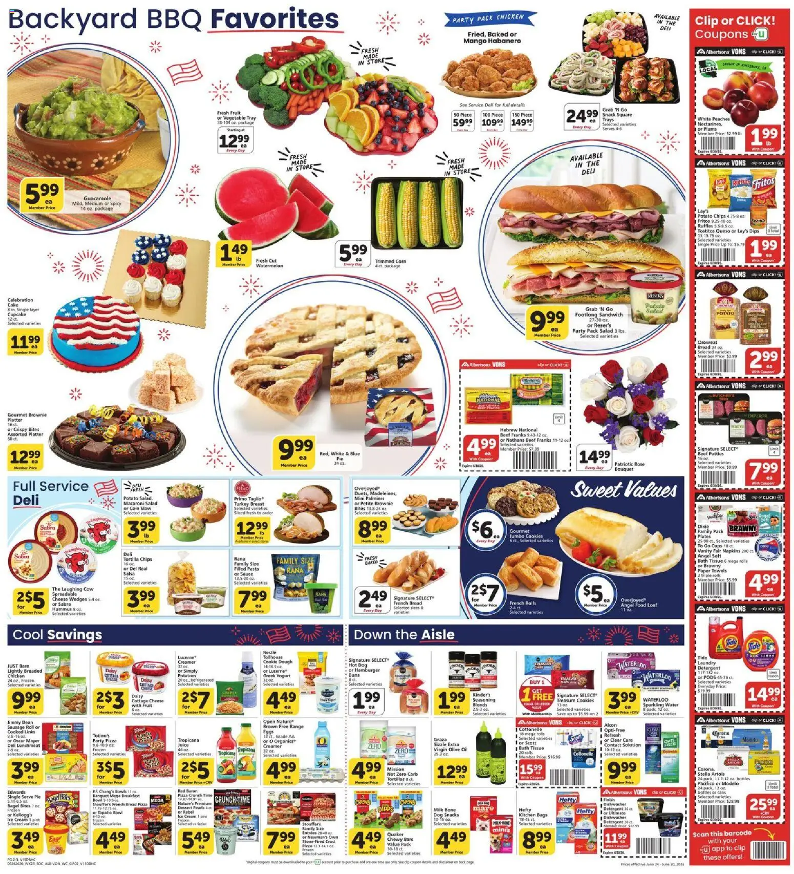 Vons Weekly Ad - valid from 06/24/2026 | Page: 4 | Products: Oil, Bread, Pasta, Potatoes