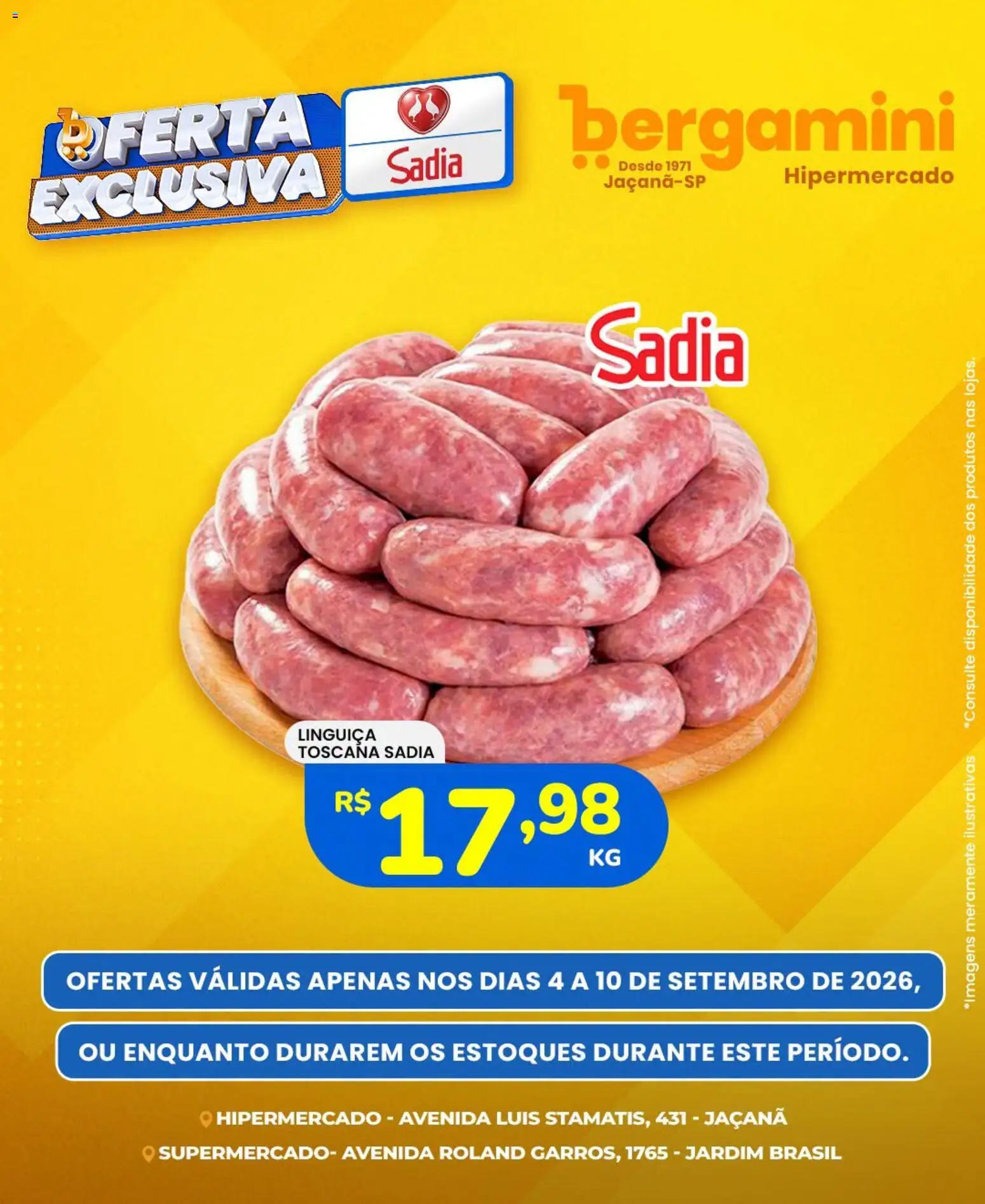 Supermercado Bergamini Folheto - válido de 04/09/2026 | Página: 4 | Produtos: Linguiça