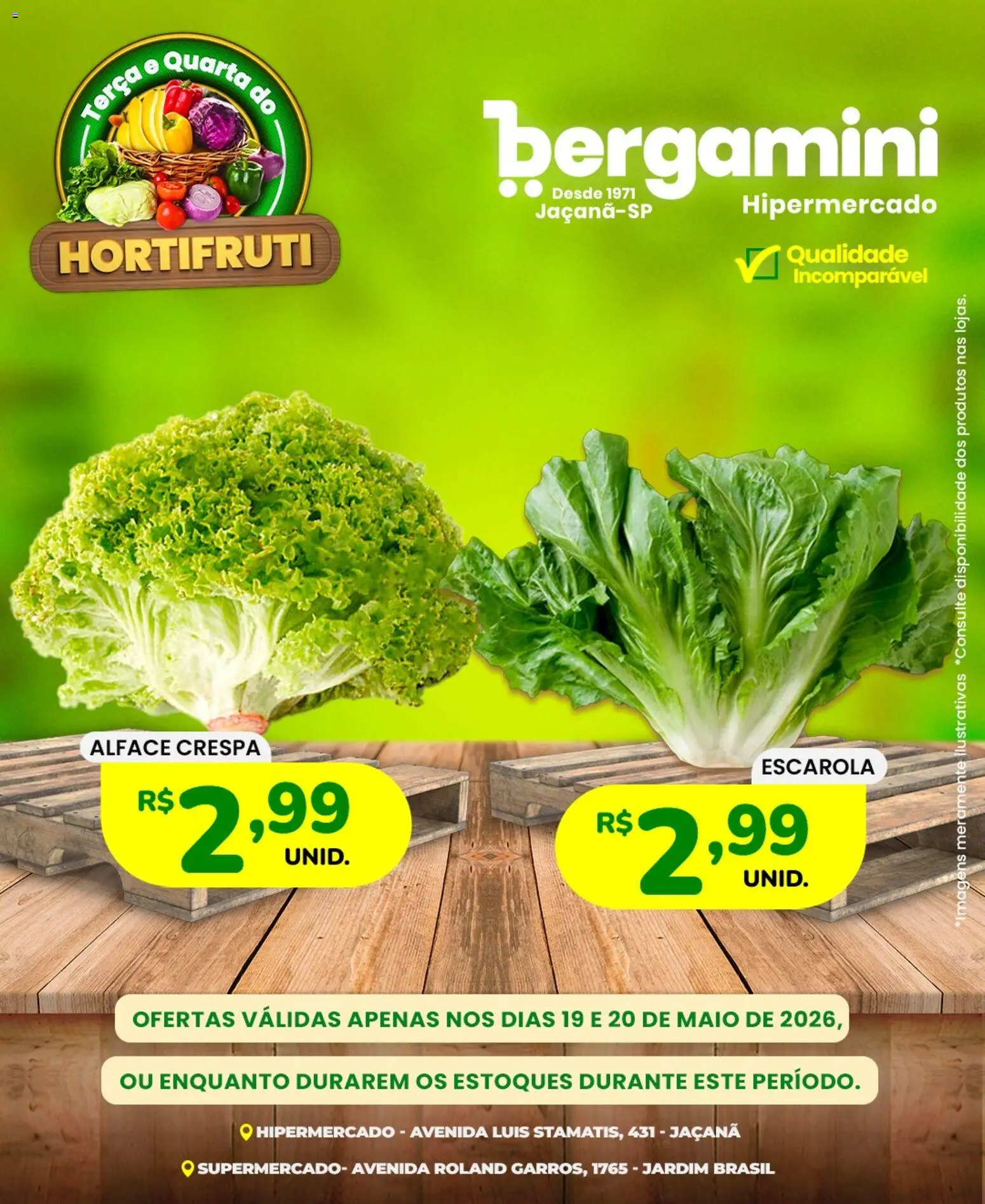 Supermercado Bergamini Folheto - válido de 19.05.2026 | Página: 7 | Produtos: Maiô, Alface