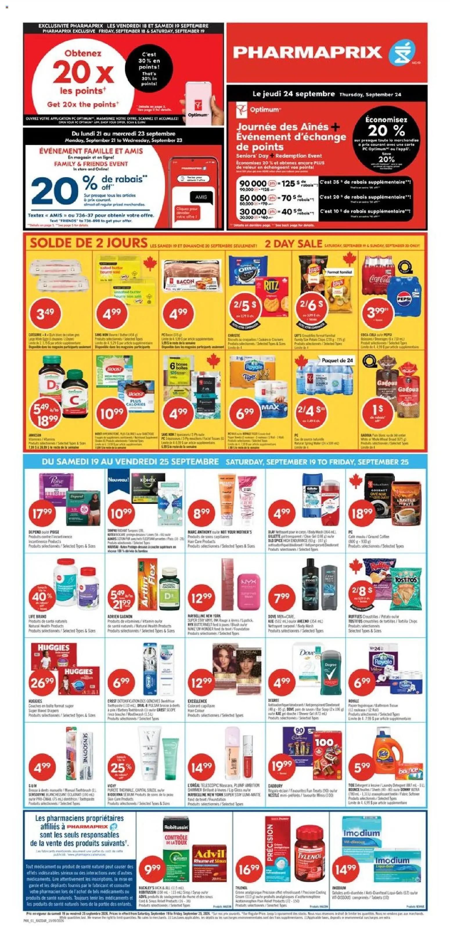 Pharmaprix flyer valid from Sep 19, 2026 | Page: 2 | Products: Mascara, Diapers, Antiperspirant, Ground coffee