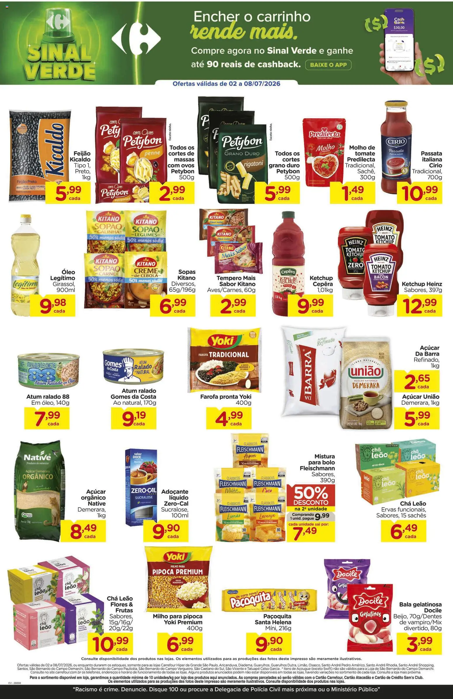 Carrefour Folheto - válido de 02/07/2026 | Página: 4 | Produtos: Flores, Carrinho, Açúcar, Atum