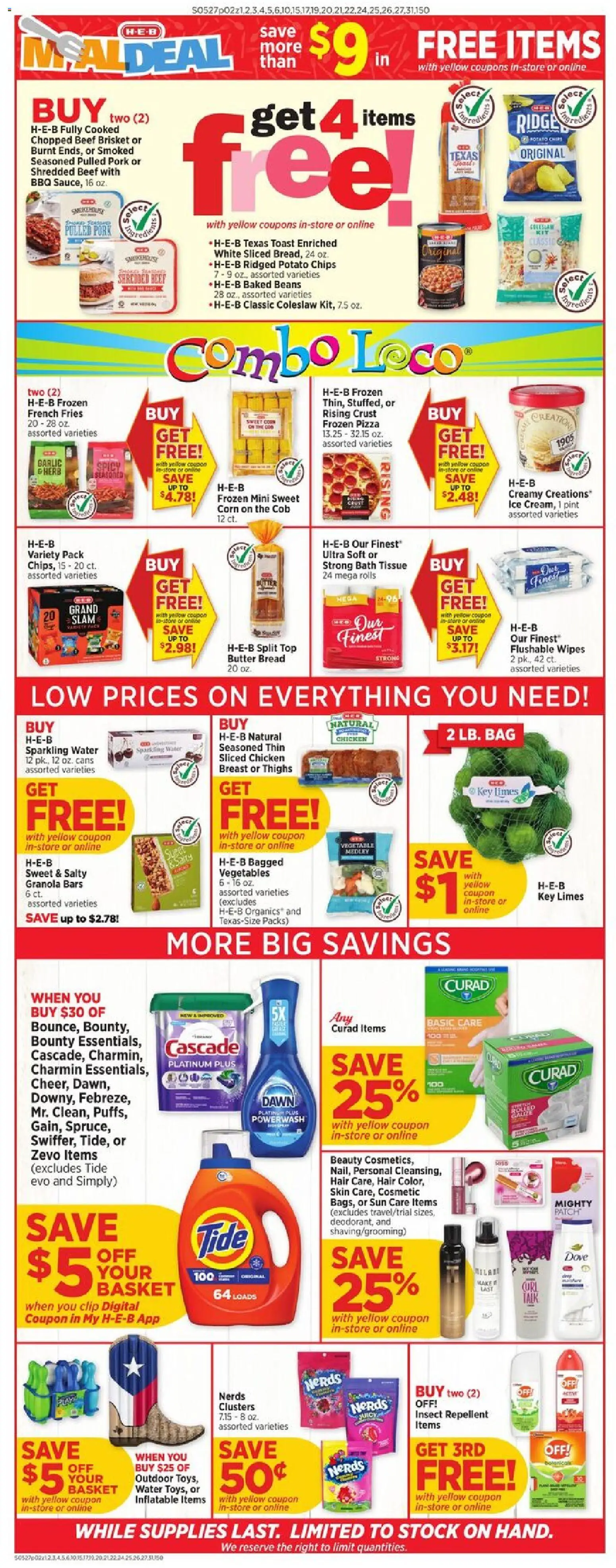 H-E-B Weekly Ad - valid from 27.05.2026 | Page: 2 | Products: Corn, Bath, Basket, Pork