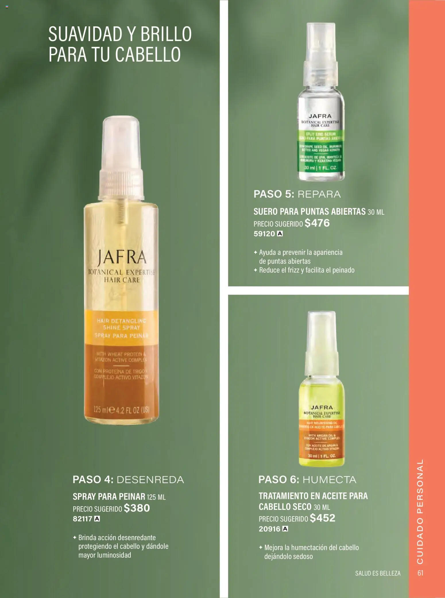 Nuevas ofertas de JAFRA válidas en toda la República Mexicana desde el 01/07/2026. ¡Encuentra las mejores ofertas en JAFRA catálogo Organizador de Ventas! | Página: 61 | Productos: Serum, Brillo, Aceite, Aceite para cabello
