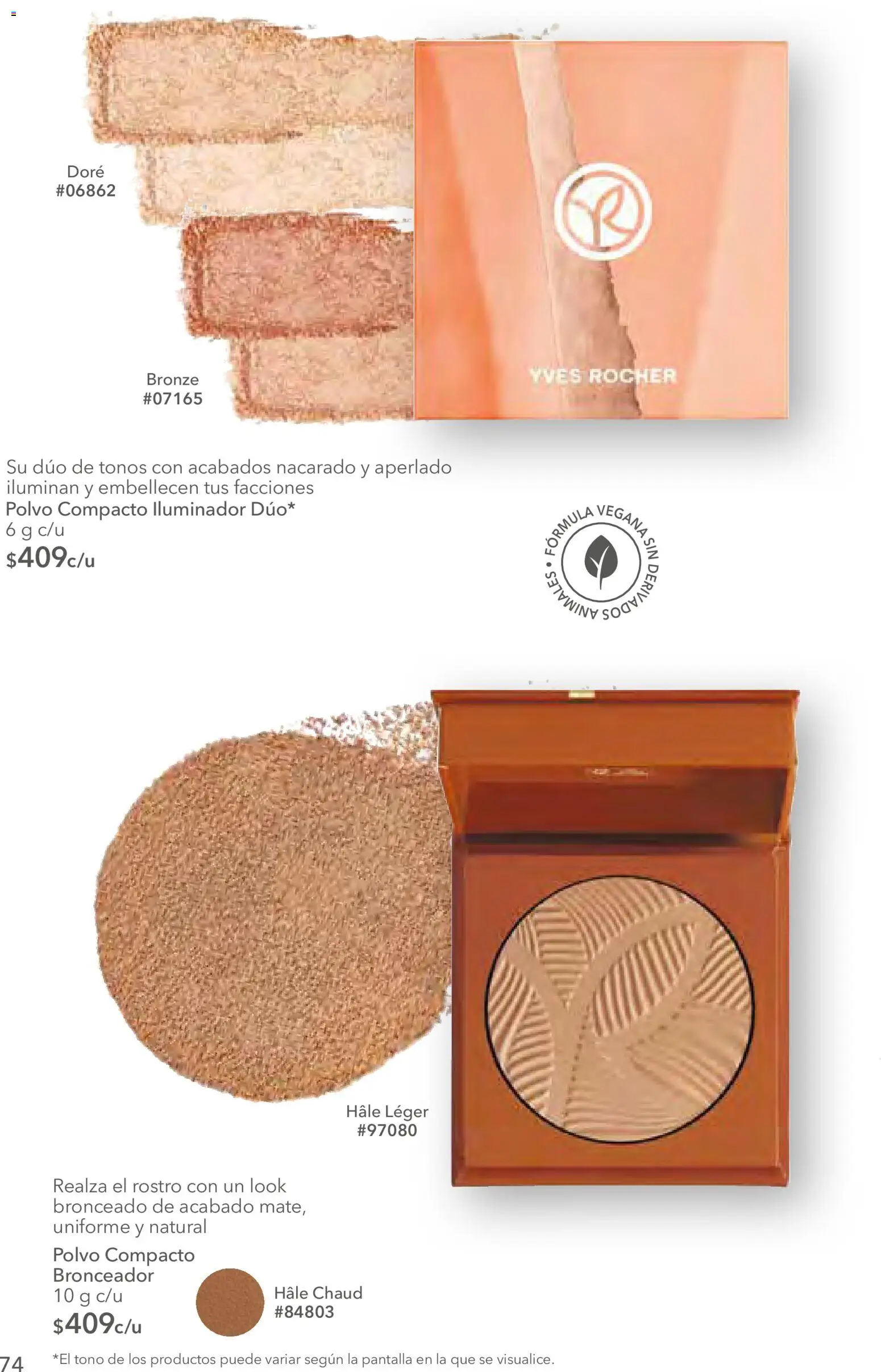 Nuevas ofertas de Yves Rocher válidas en toda la República Mexicana desde el 12.05.2026. ¡Encuentra las mejores ofertas en Yves Rocher campaña 7 2026! | Página: 76 | Productos: Iluminador, Polvo compacto, Polvo, Bronceador
