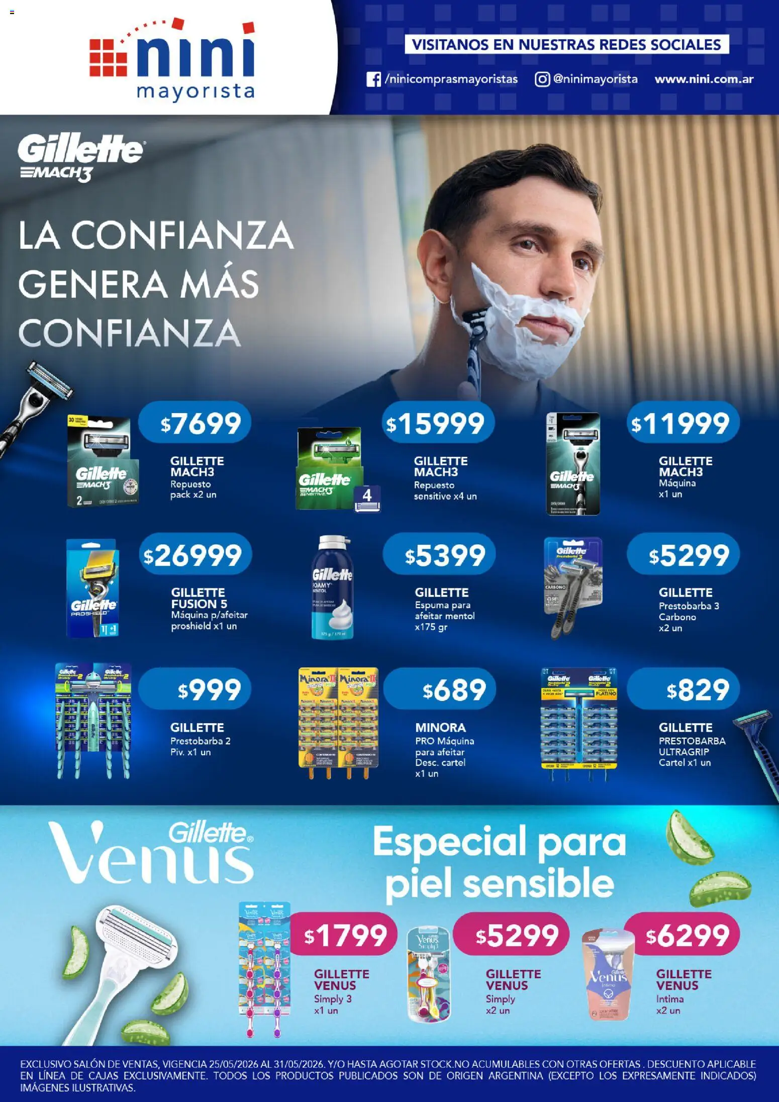 NINI Mayorista ofertas Gillette 3 │ válido desde el 25.05.2026 | Página: 1 | Productos: Mate, Espuma