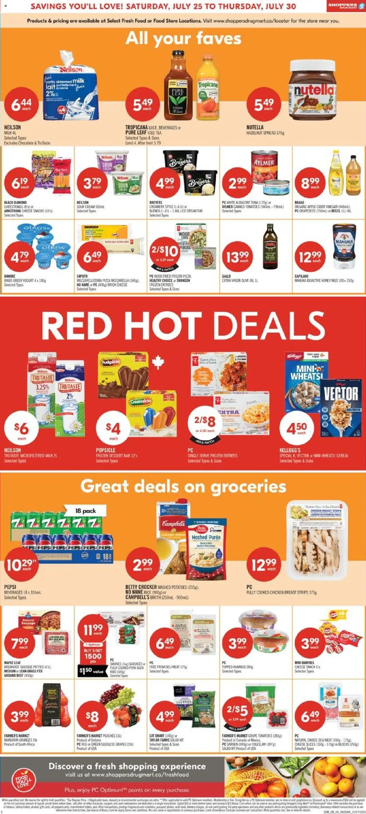 Shoppers flyer valid from Jul 24, 2026 | Page: 4 | Products: Sour cream, Cream, Ice cream, Tomatoes