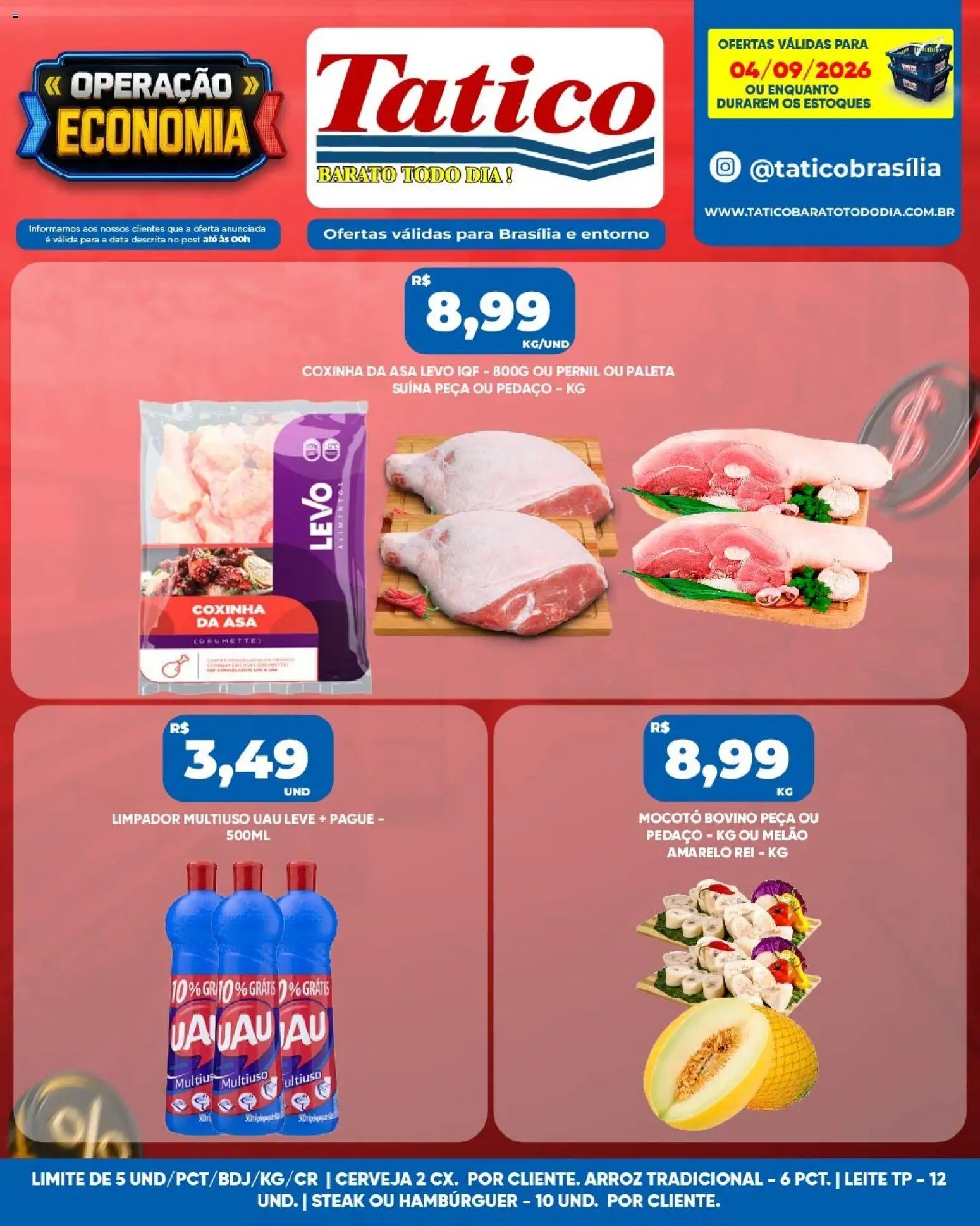 Tatico Folheto - válido de 04/09/2026 | Página: 4 | Produtos: Steak, Pernil, Arroz, Hambúrguer