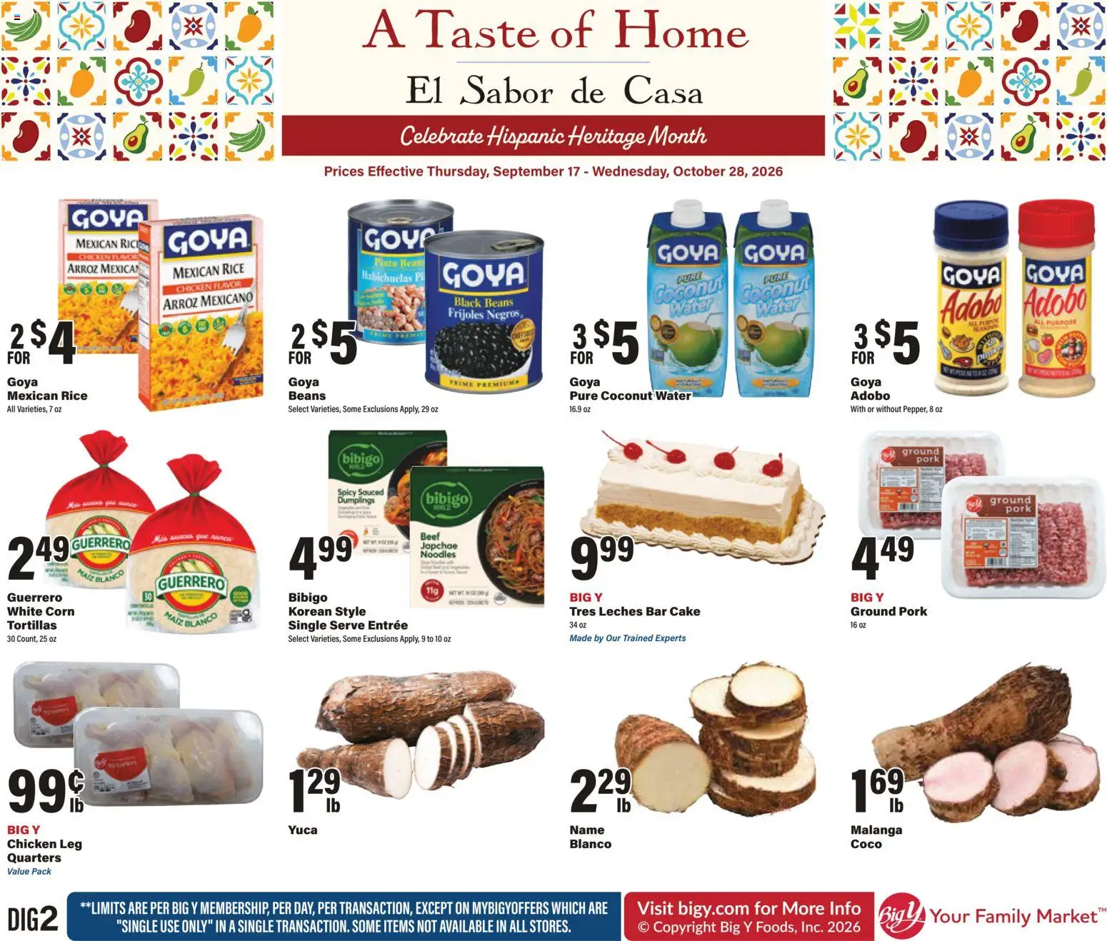 Big Y A Taste of Home - valid from 09/17/2026 | Page: 1 | Products: Ground pork, Chicken, Pork, Dumplings