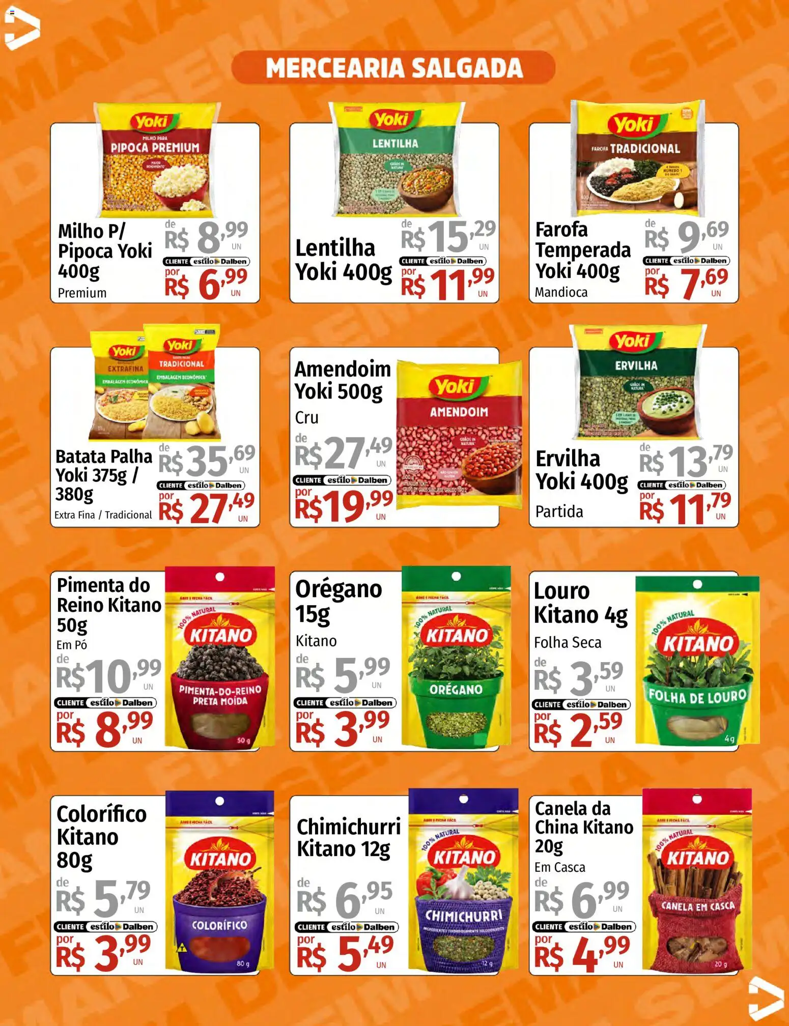 Supermercado Dalben Folheto - válido de 14/08/2026 | Página: 8 | Produtos: Ervilha, Mandioca, Pó, Orégano