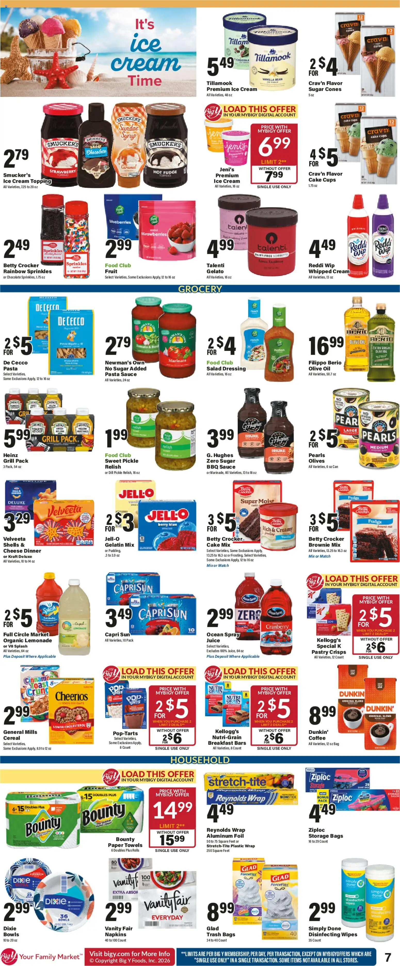 Big Y Weekly Ad - valid from 06/25/2026 | Page: 7 | Products: Coffee, Chocolate, Cream, Salad